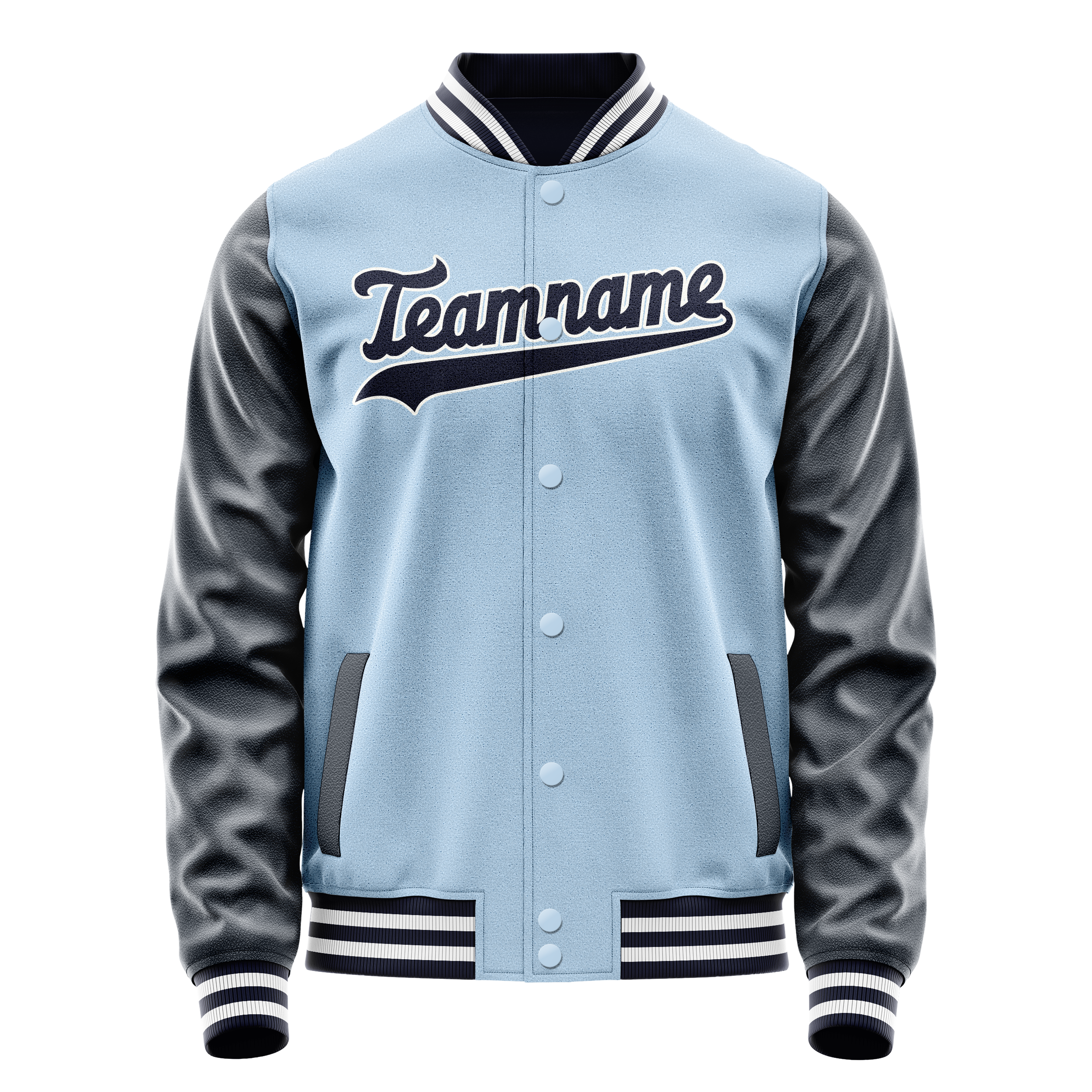 Veste universitaire personnalisée bleu marine clair unie