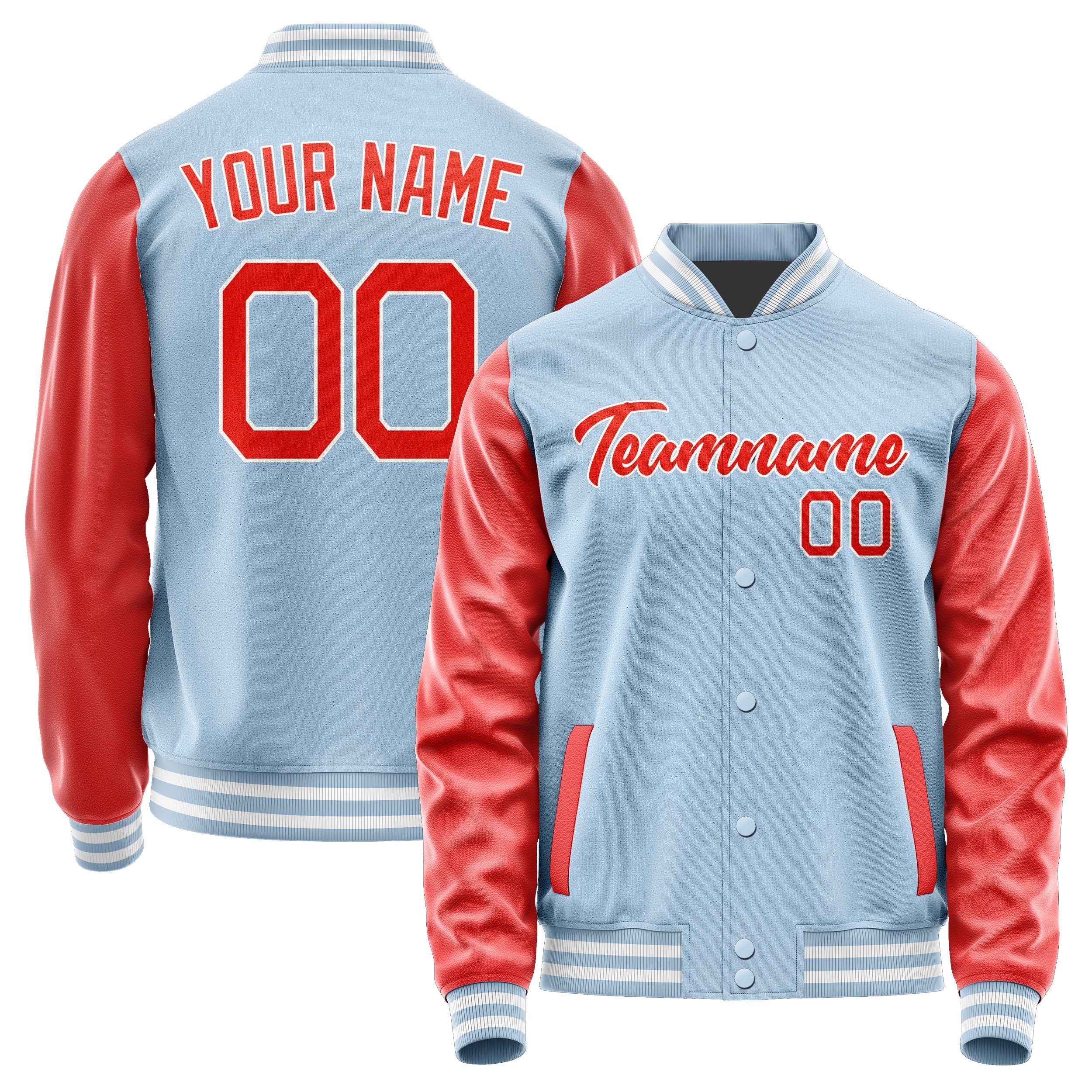 Custom Light Blue Orange Red Jacket JA0808120818B21812
