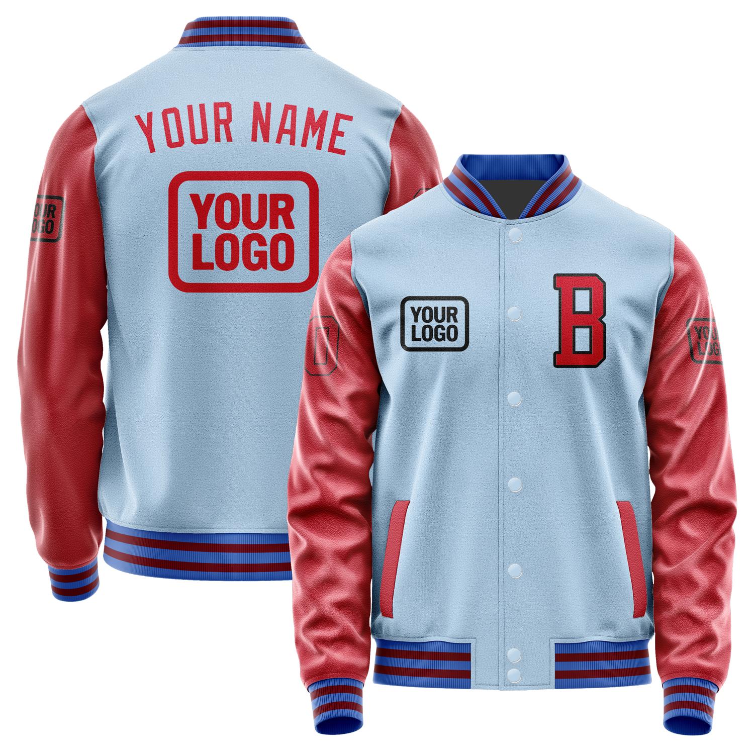 Custom Light Blue Red Jacket JA080814091517141417