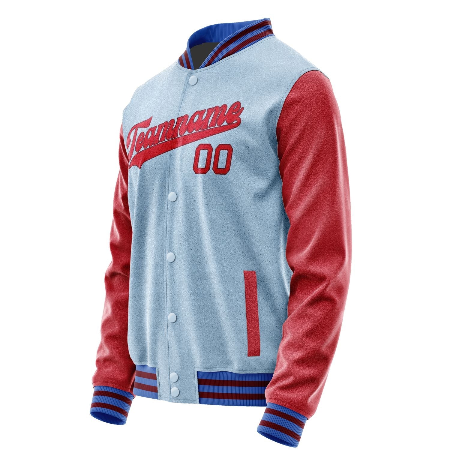 Custom Light Blue Red Jacket JA0808140915B31514