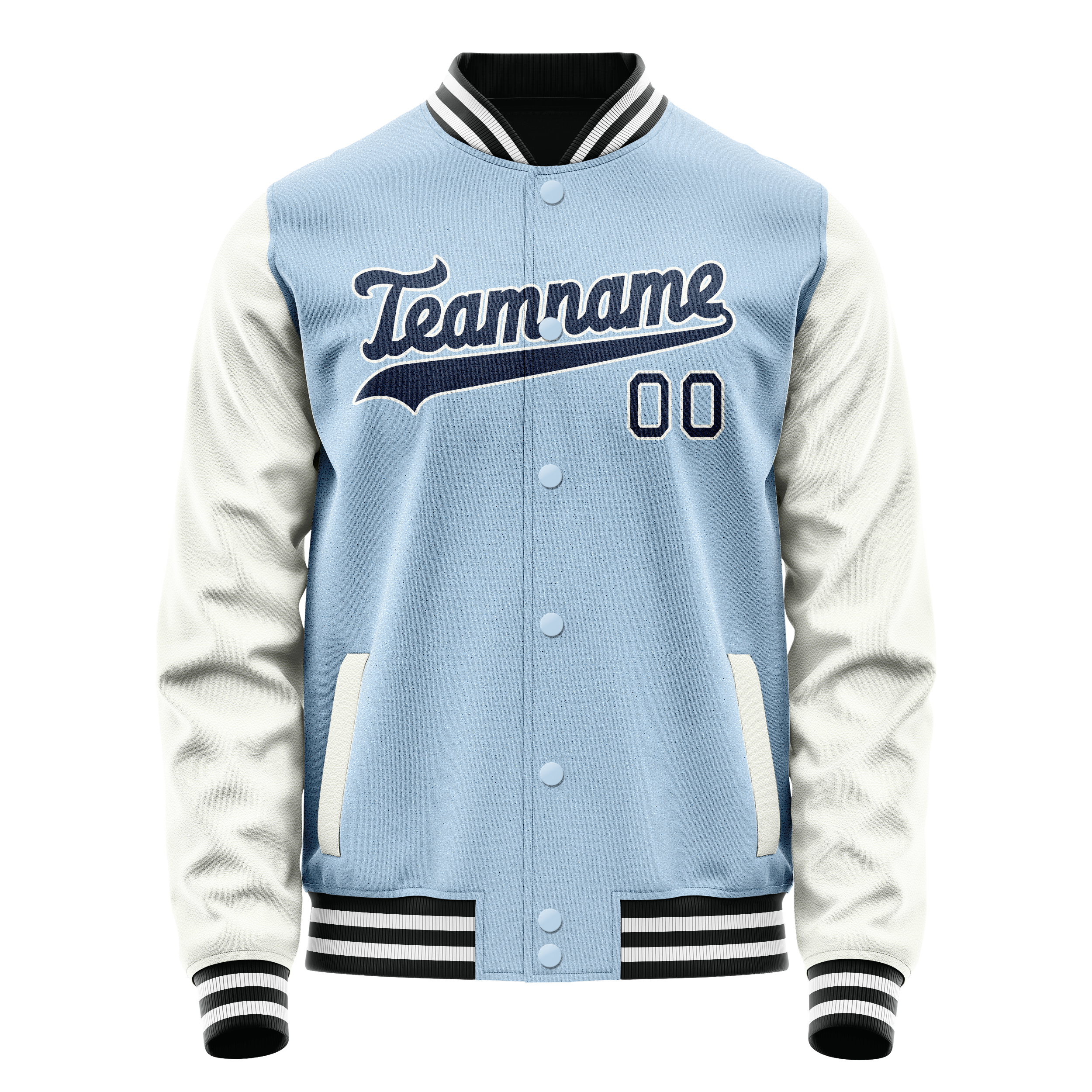 Veste universitaire personnalisée bleu marine clair unie