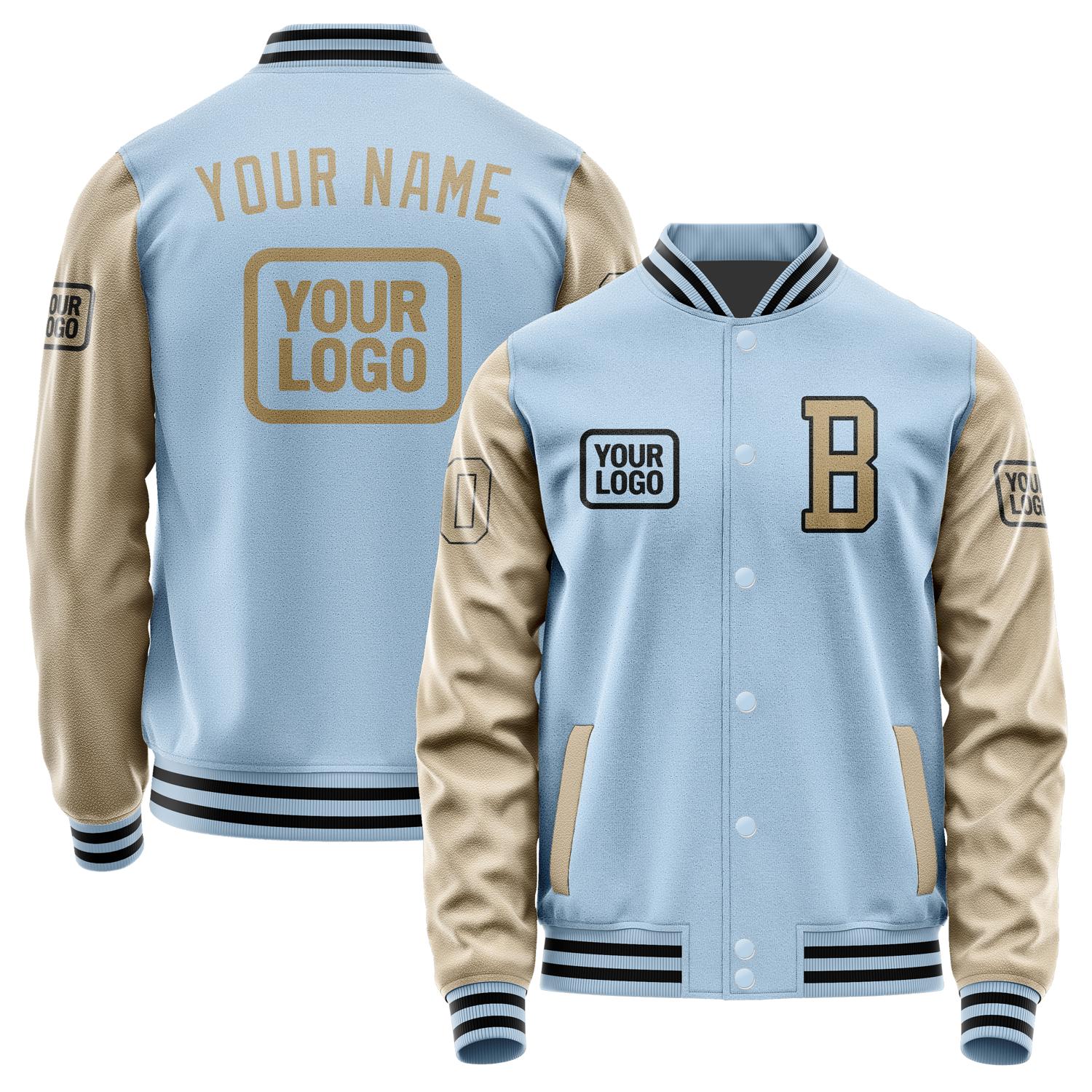 Custom Light Blue Light Khaki Jacket JA080825081717252517