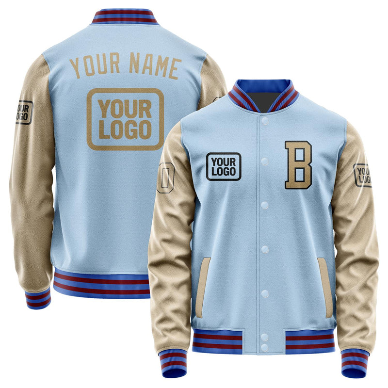 Custom Light Blue Light Khaki Jacket JA080825091517252517