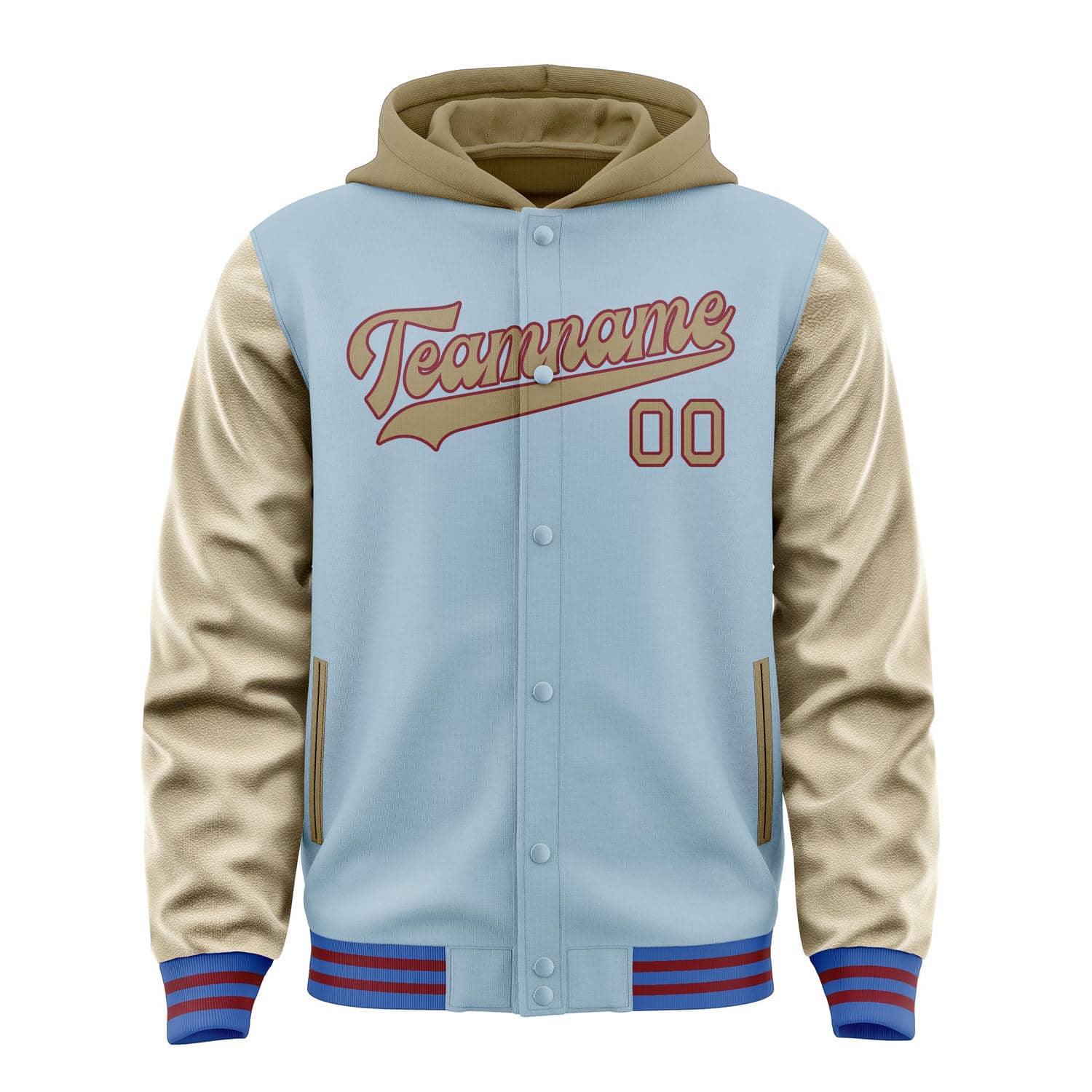 Veste personnalisée bleu clair kaki clair