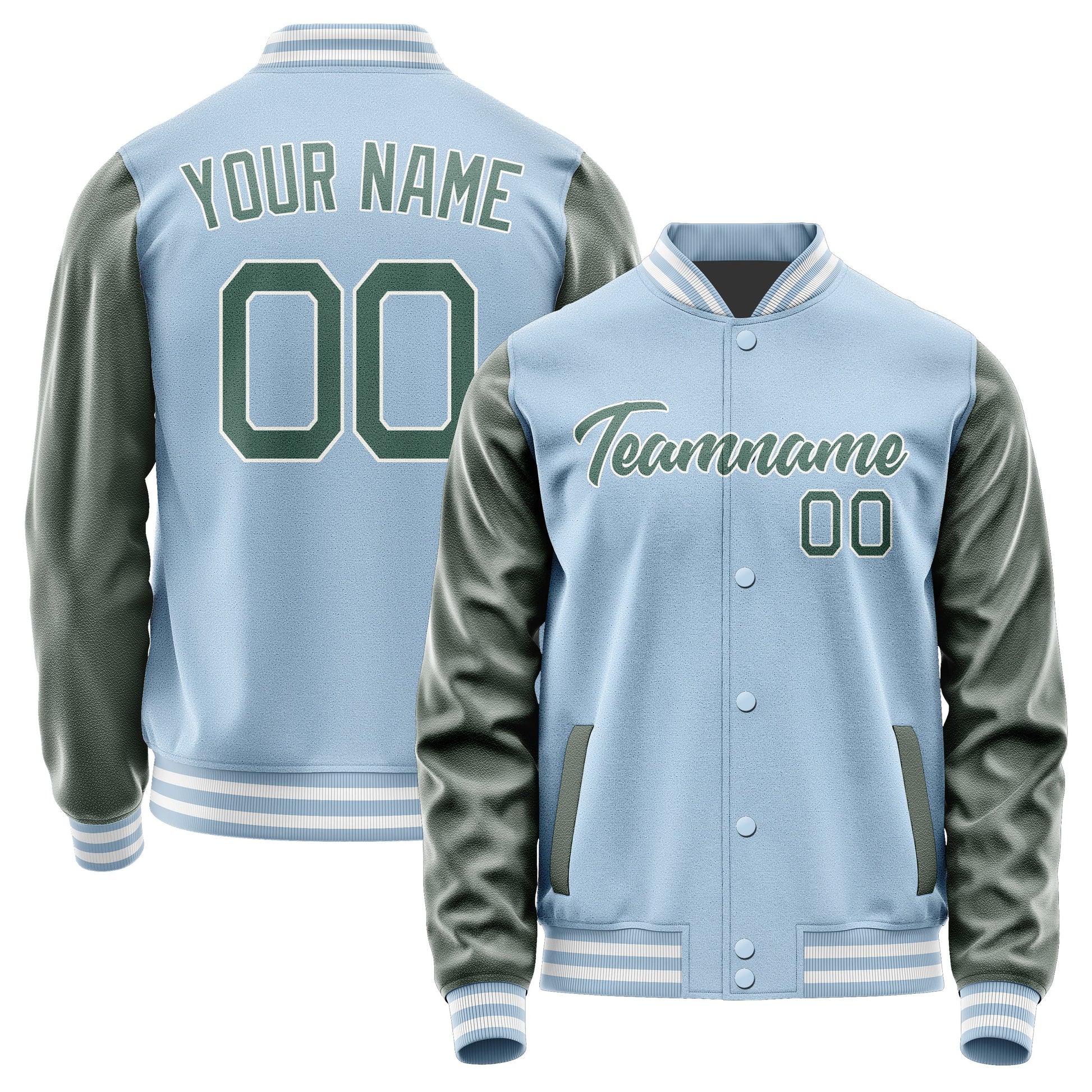 Custom Light Blue Blue Green Jacket JA0808270818B21827