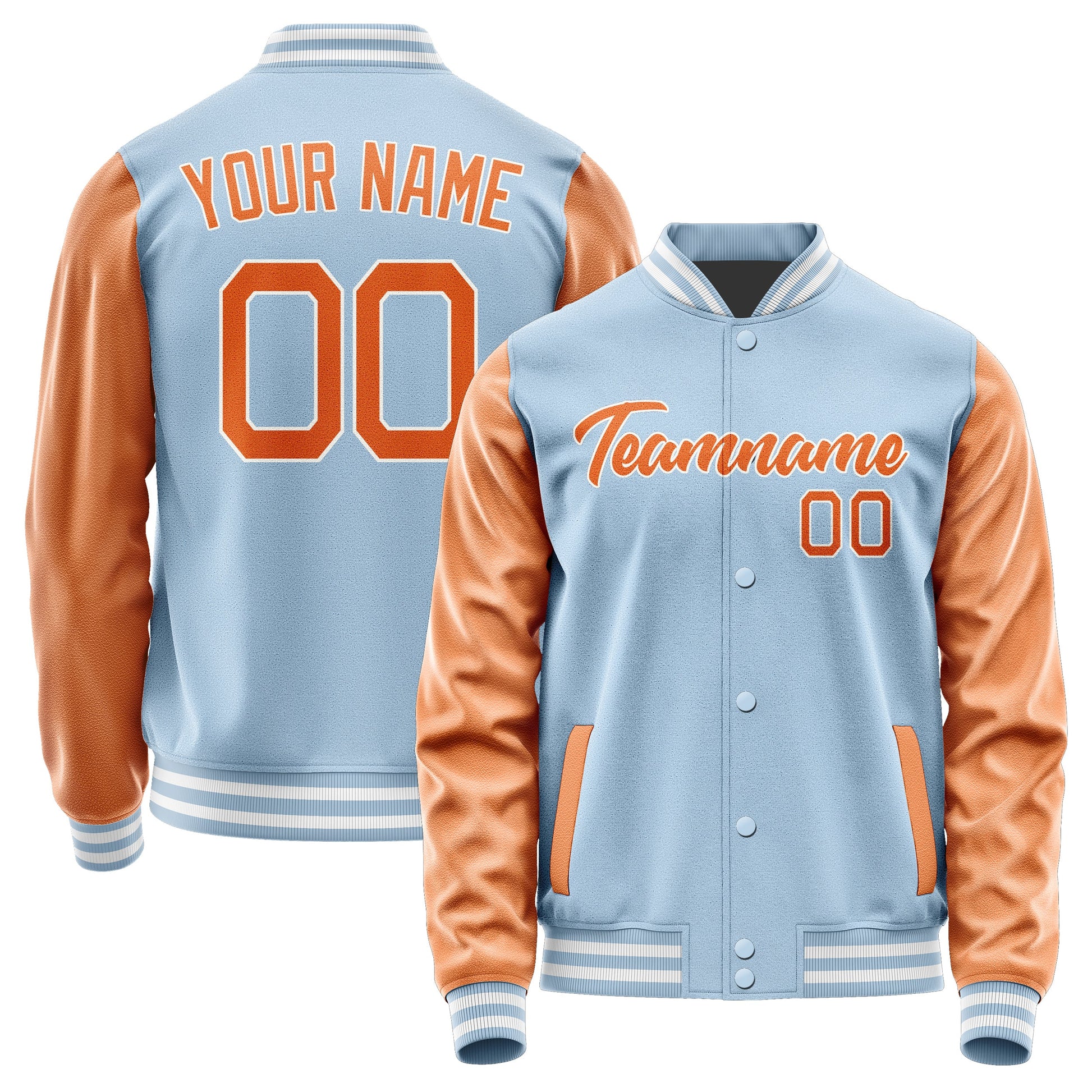 Custom Light Blue Orange Jacket JA0808280818B21828
