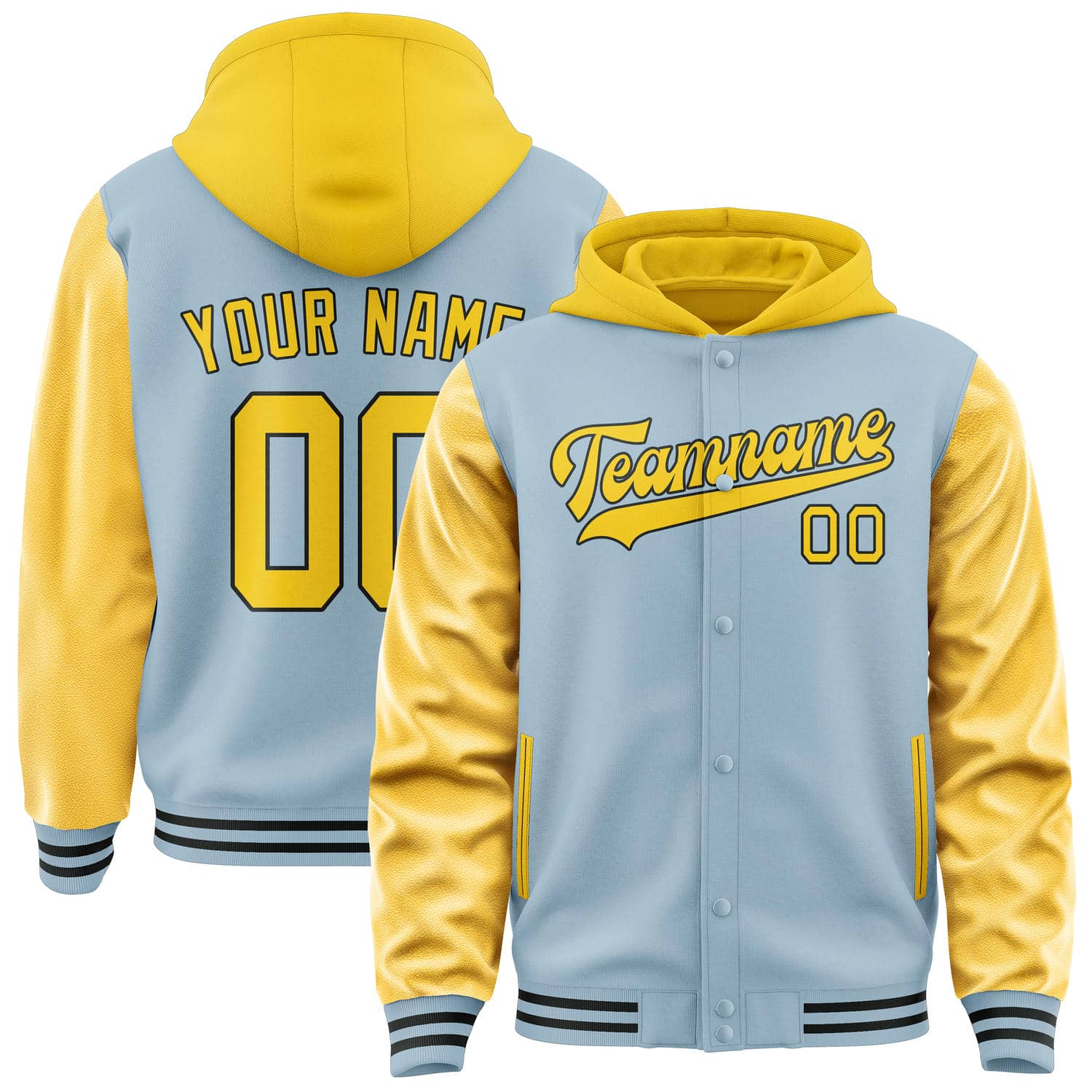 Veste personnalisée bleu clair et or