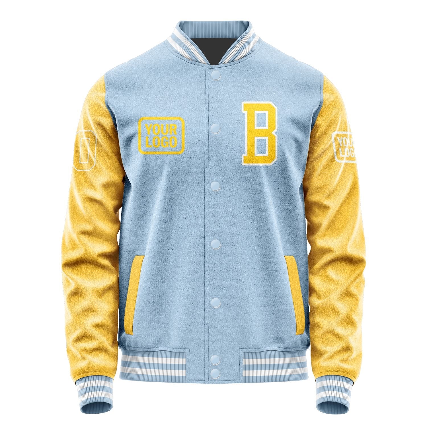 Custom Light Blue Gold Jacket JA080830081818303018
