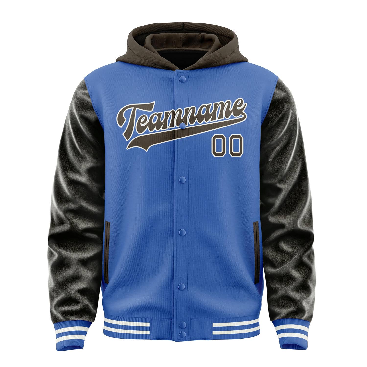 Veste personnalisée bleu ciel et marron