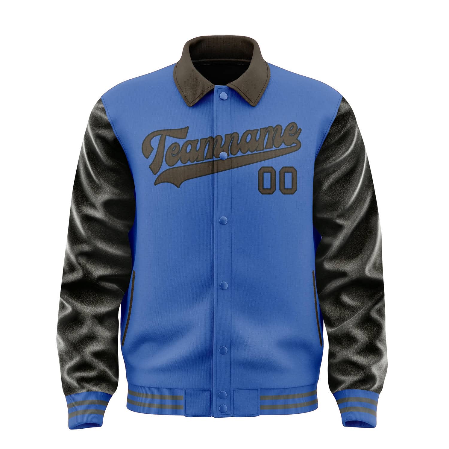 Veste personnalisée bleu ciel et marron