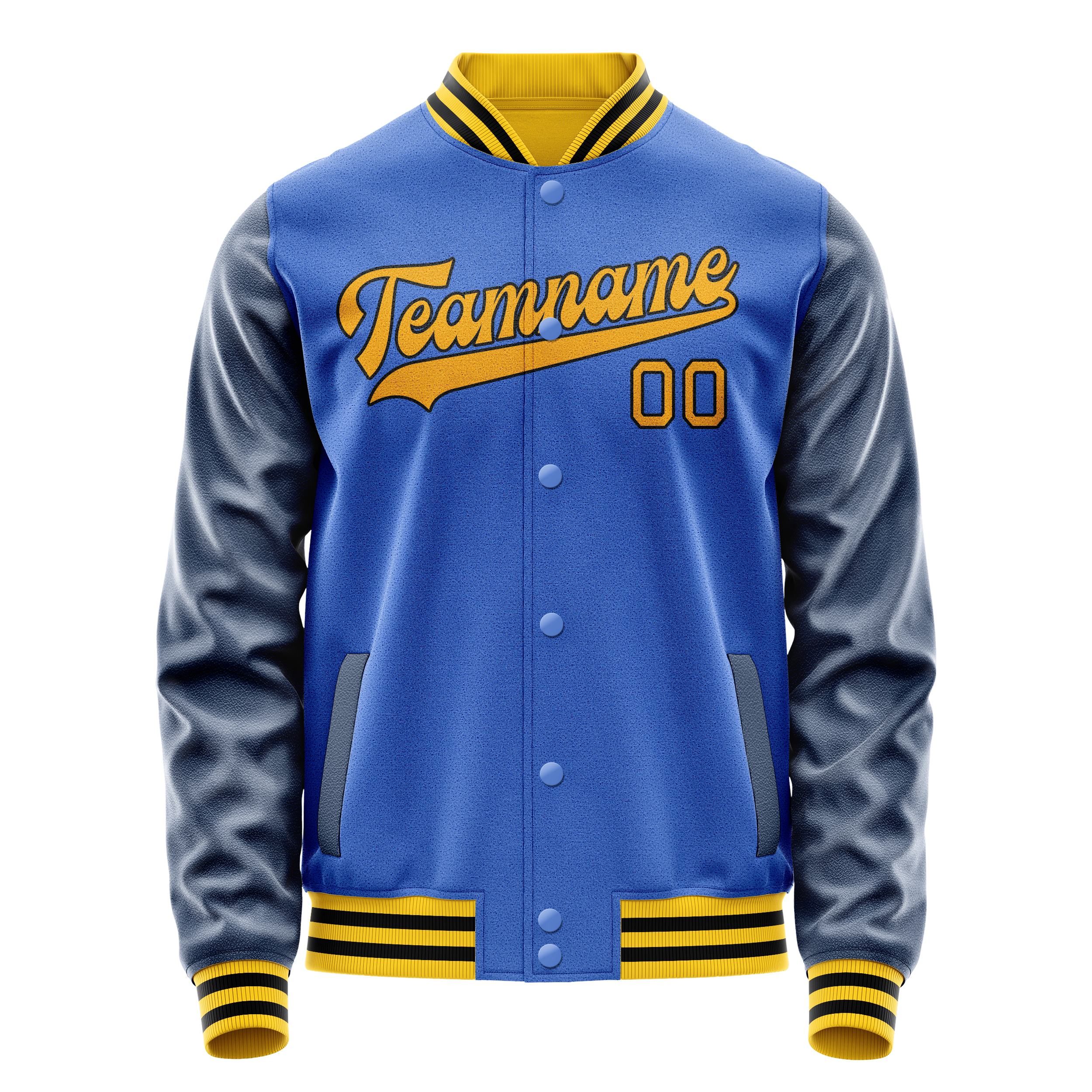 Veste universitaire personnalisée bleu ciel et marine unie