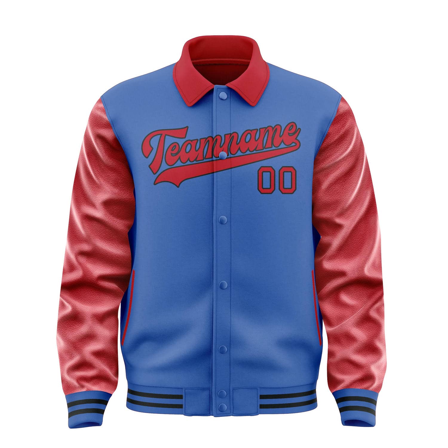 Veste personnalisée bleu ciel et rouge