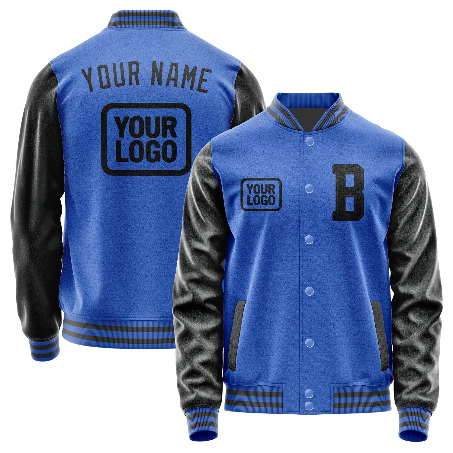 Custom Sky Blue Black Jacket JA090917092017171717