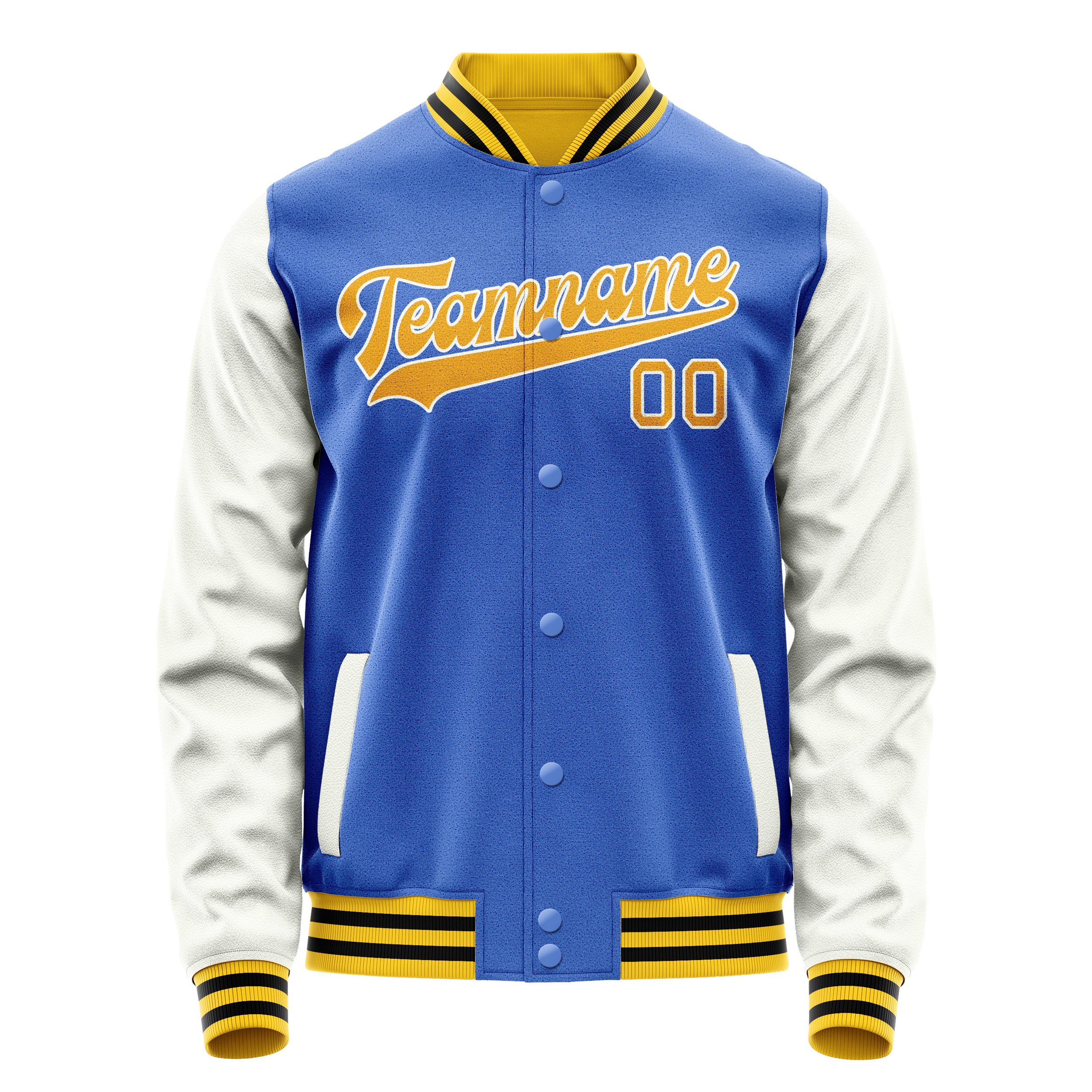 Veste universitaire personnalisée bleu ciel et blanche unie