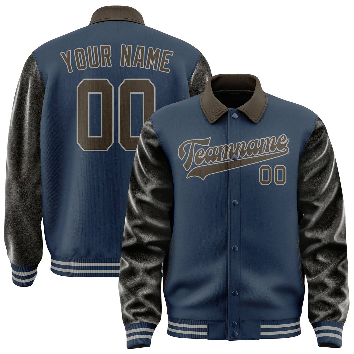 Veste bleue et marron personnalisée