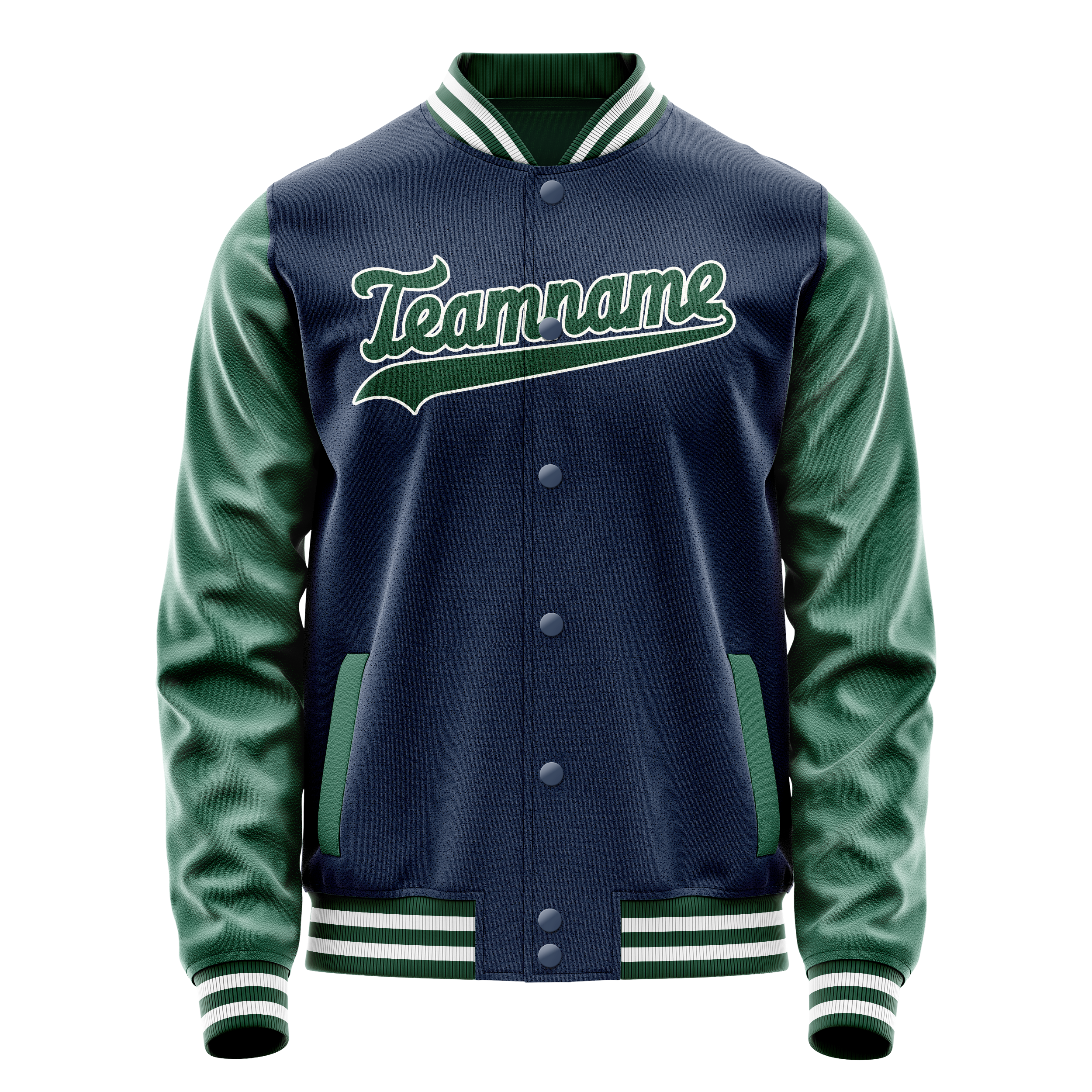 Veste universitaire personnalisée bleu-vert uni