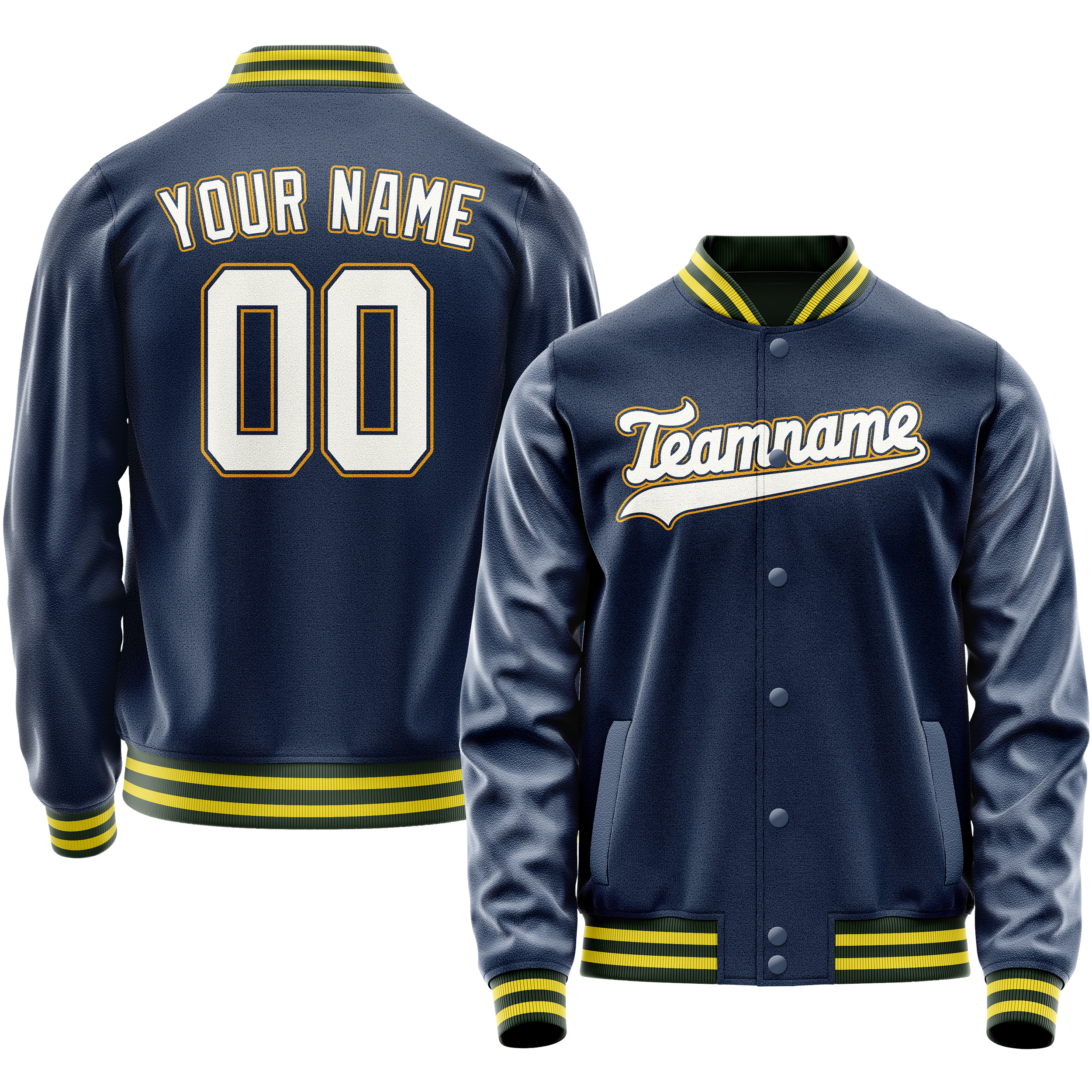 Veste universitaire personnalisée bleue et blanche unie