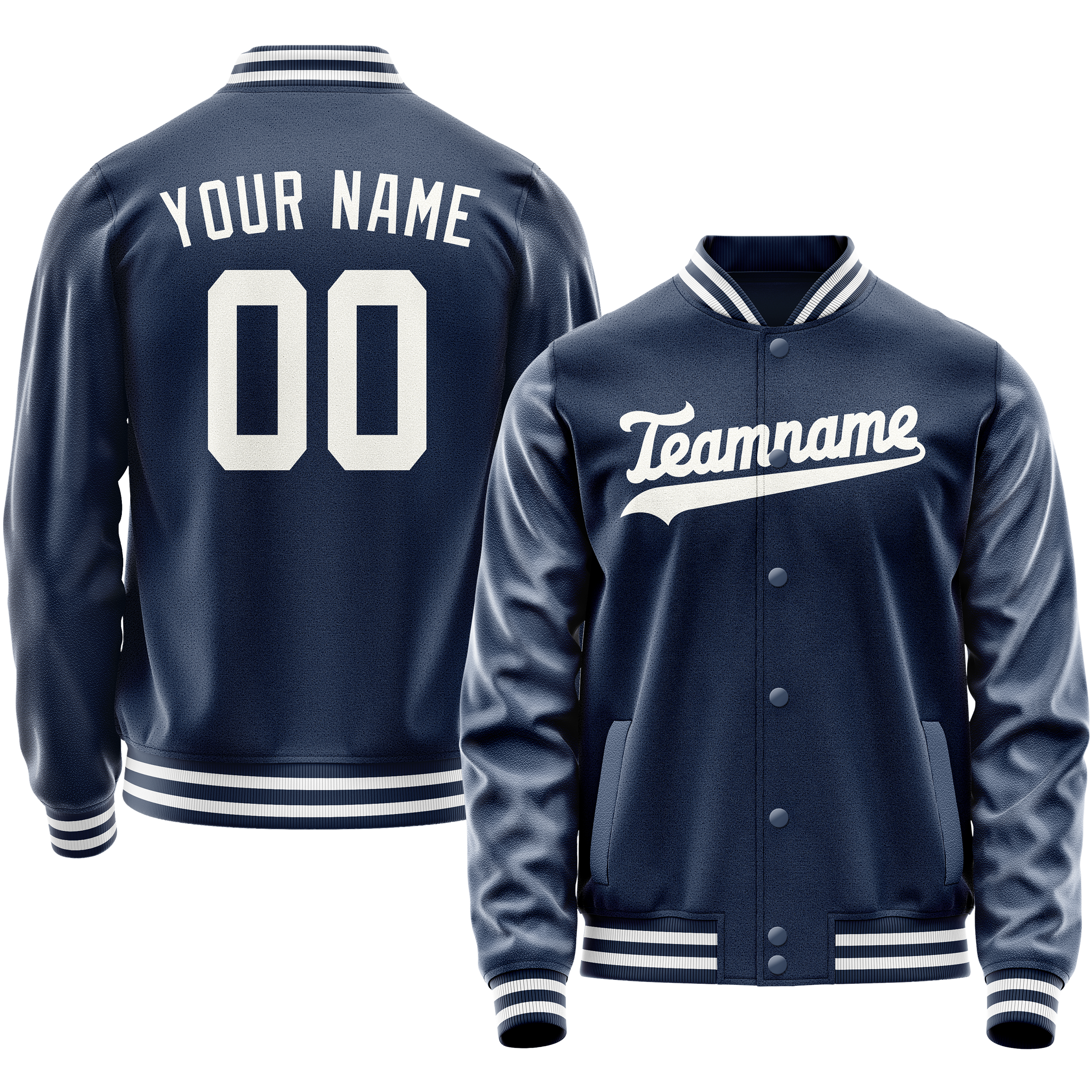 Veste universitaire personnalisée bleue et blanche unie