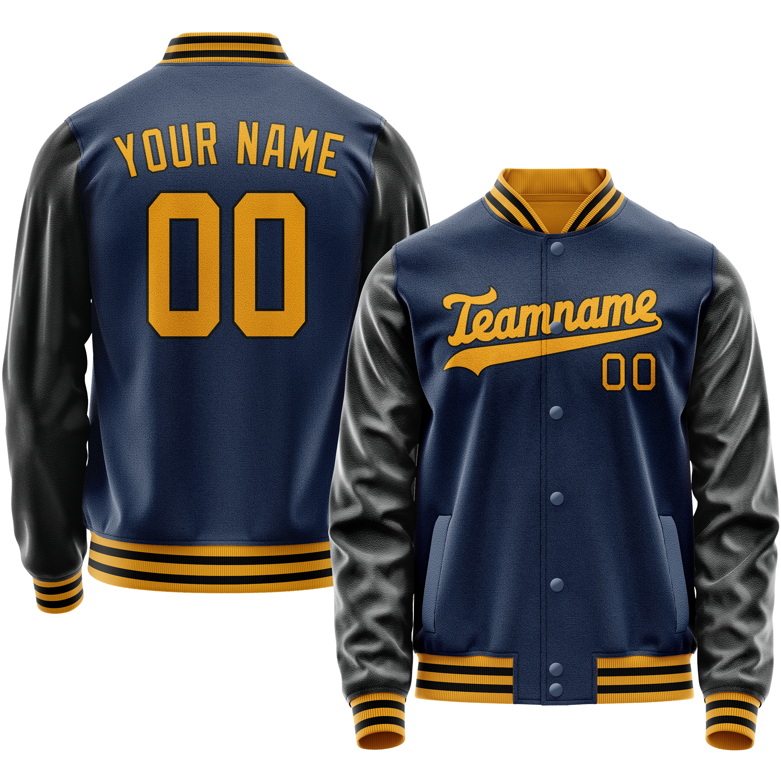 Veste universitaire personnalisée bleue et noire unie