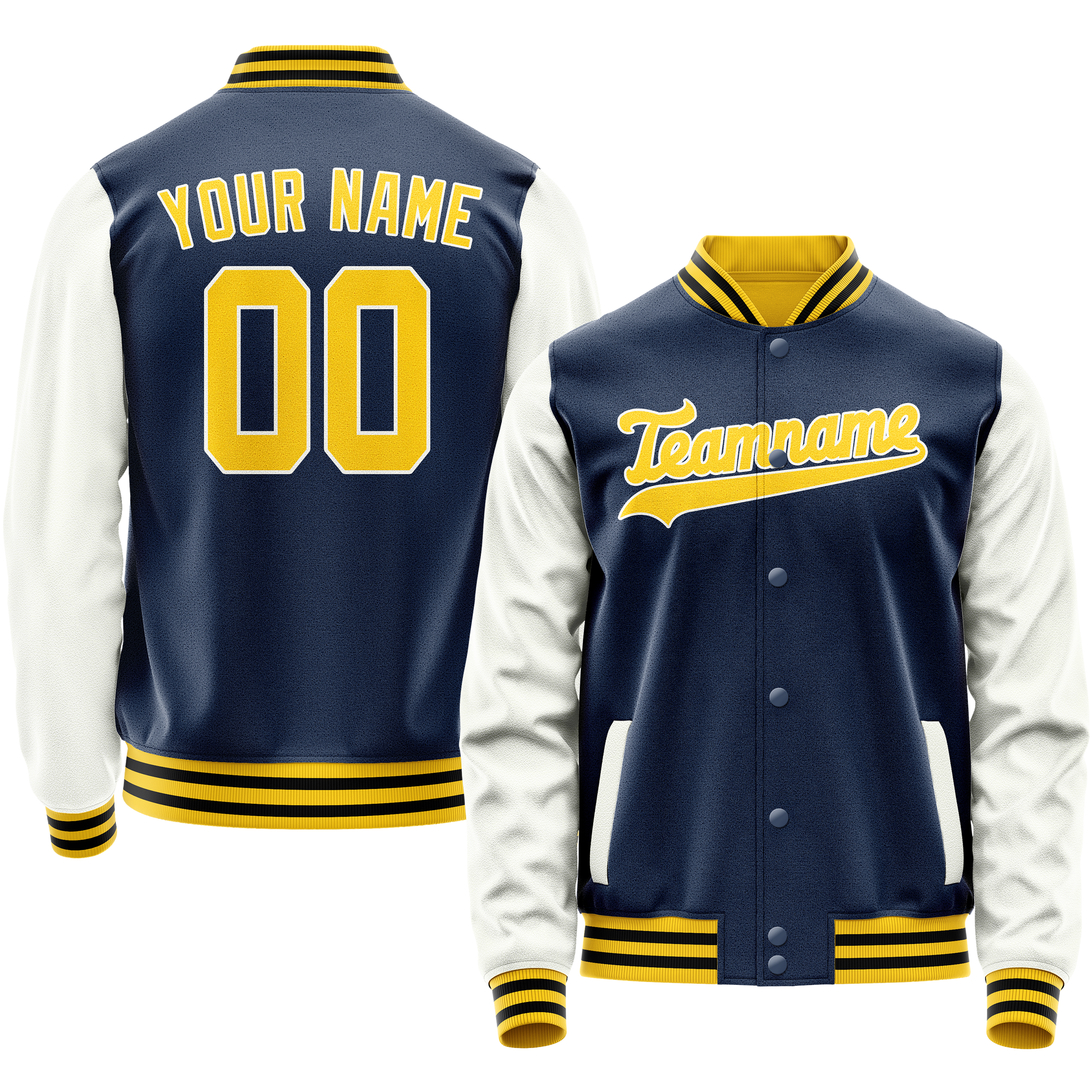 Veste universitaire personnalisée bleue et blanche unie