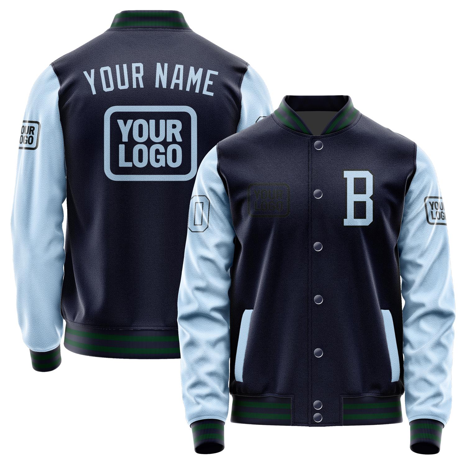 Custom Navy Light Blue Jacket JA111108110517080817