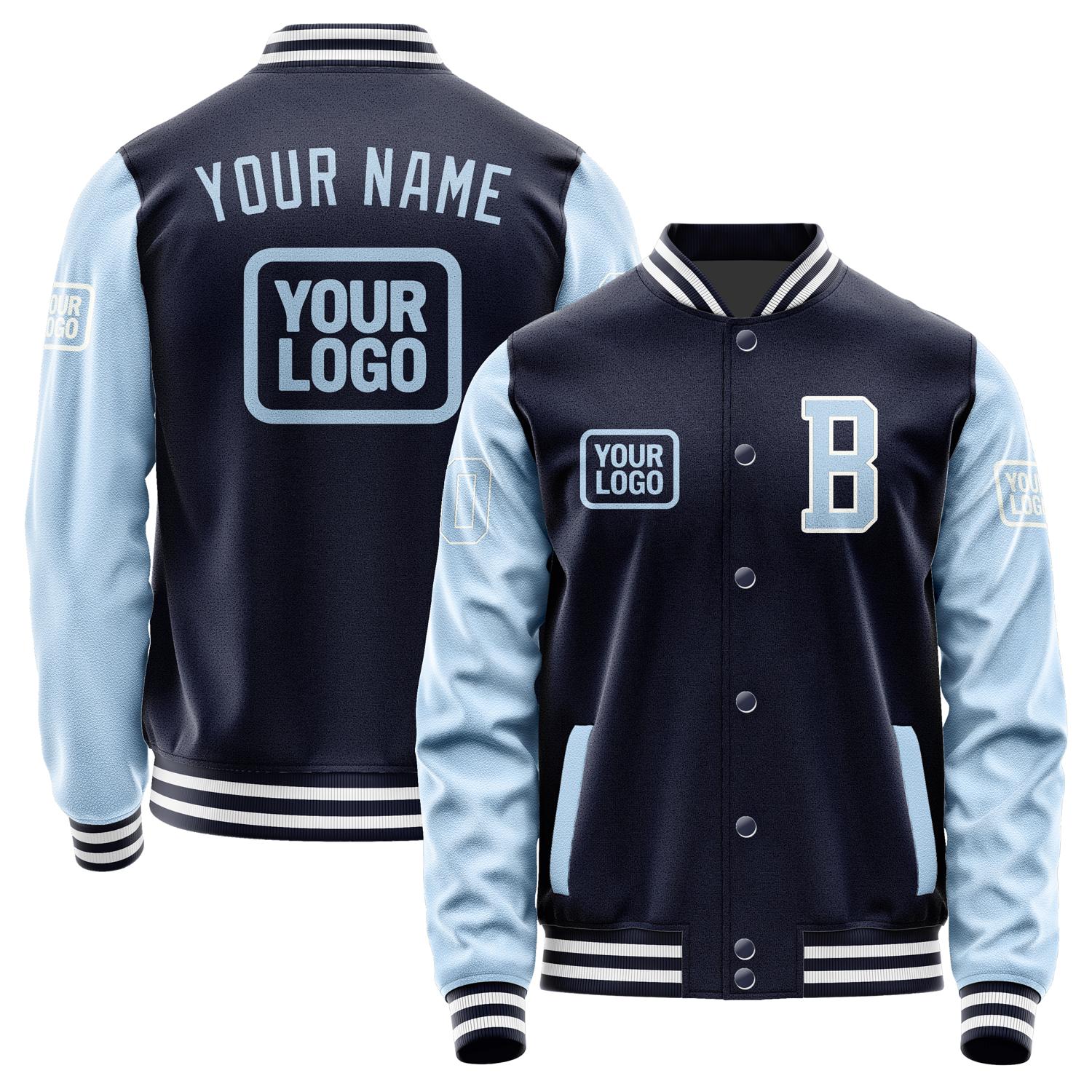 Custom Navy Light Blue Jacket JA111108111818080818