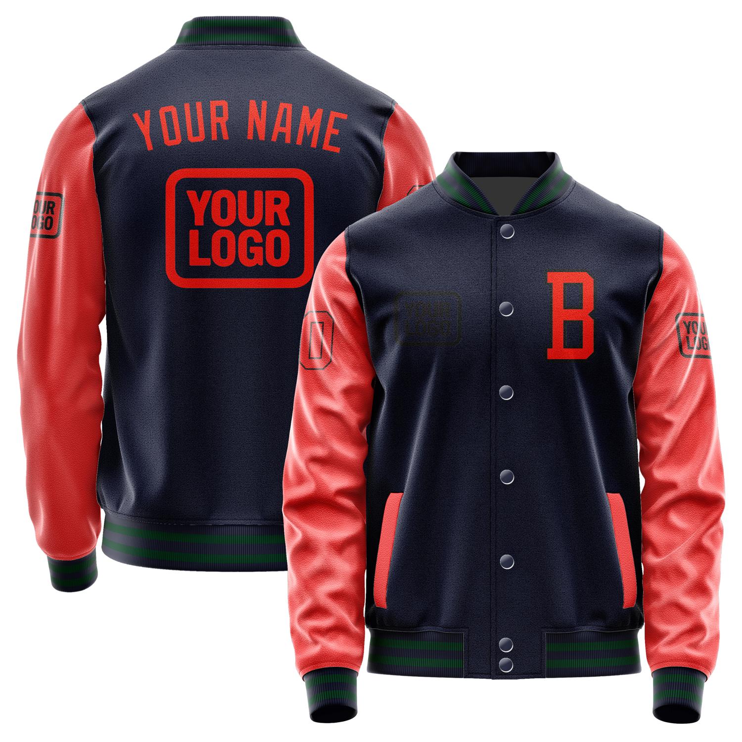 Custom Navy Orange Red Jacket JA111112110517121217