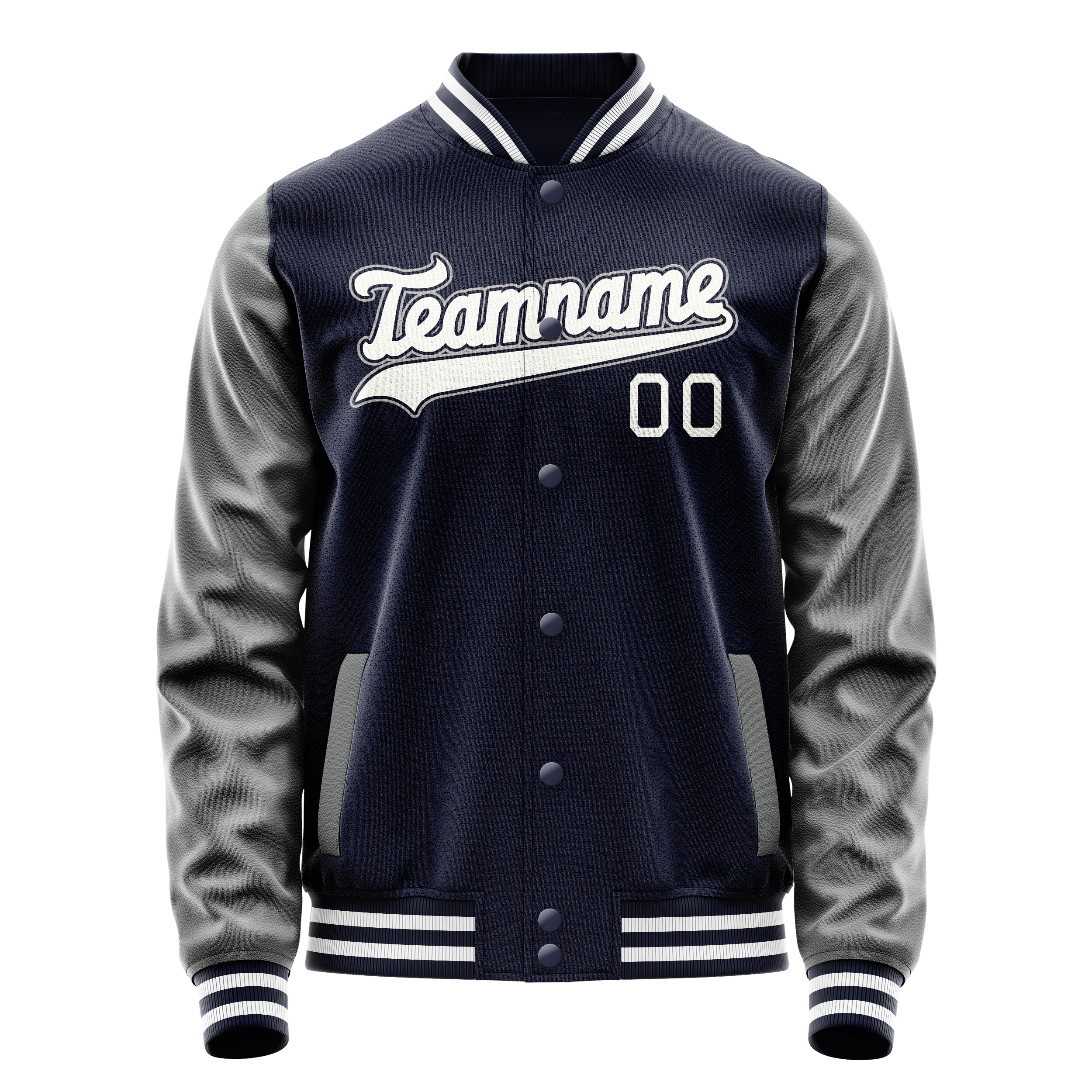 Veste universitaire personnalisée bleu marine et grise unie