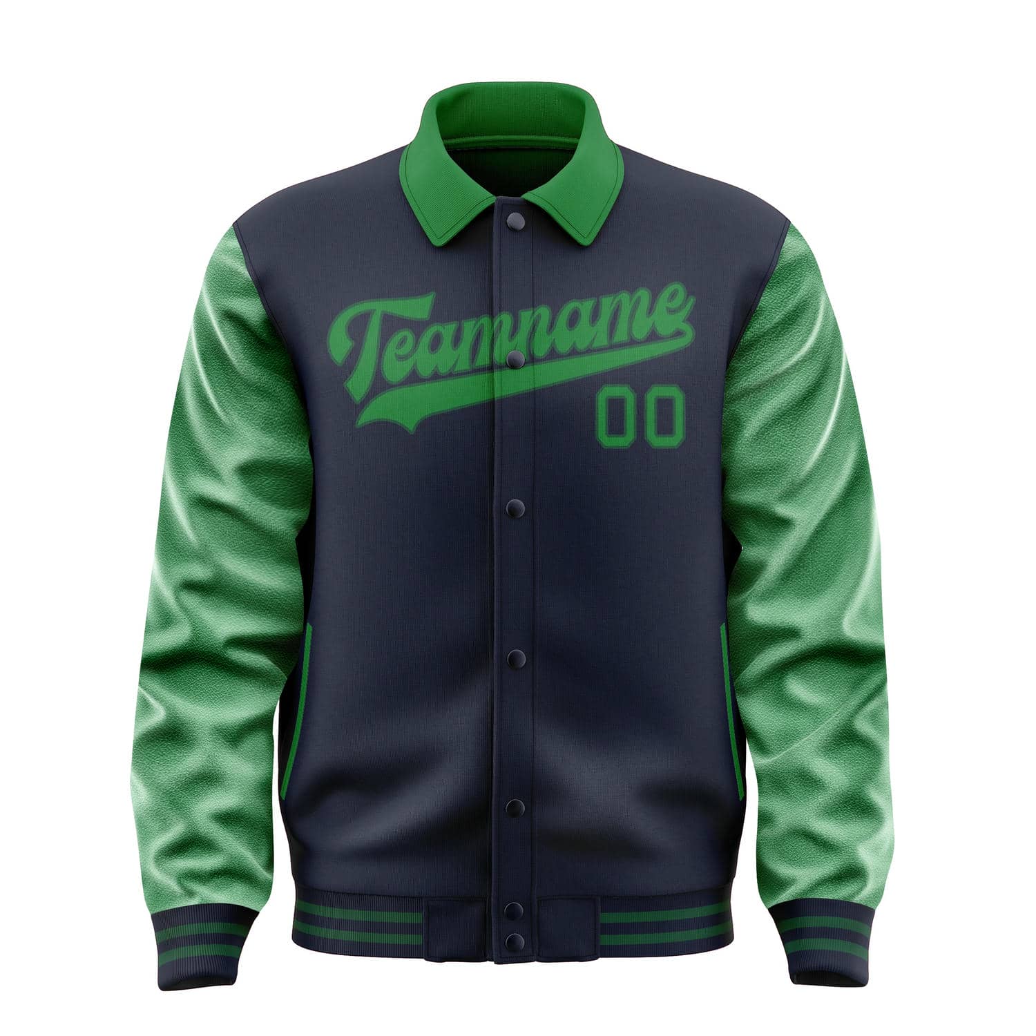 Veste personnalisée bleu marine et vert émeraude