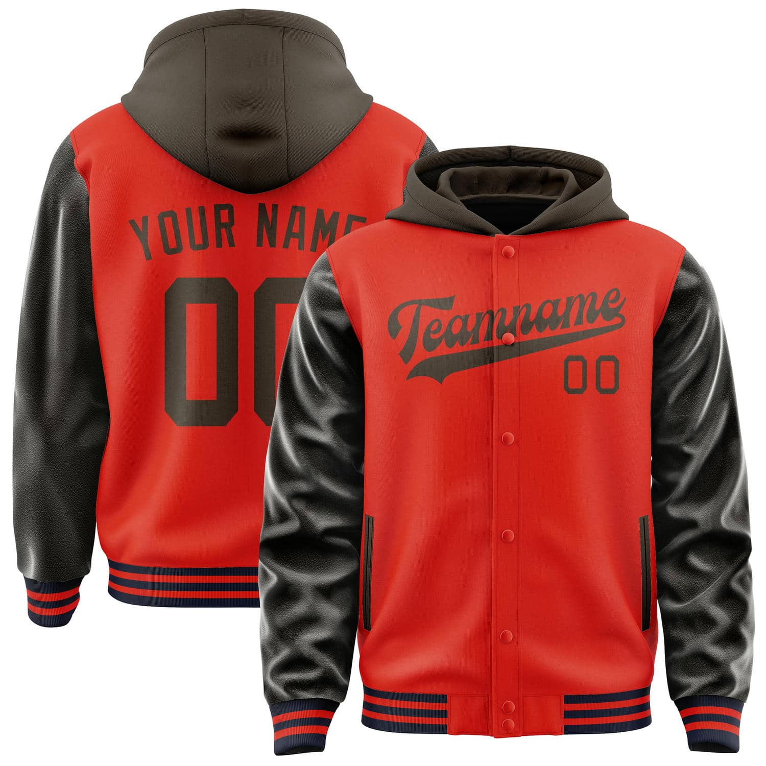 Veste personnalisée orange, rouge et marron