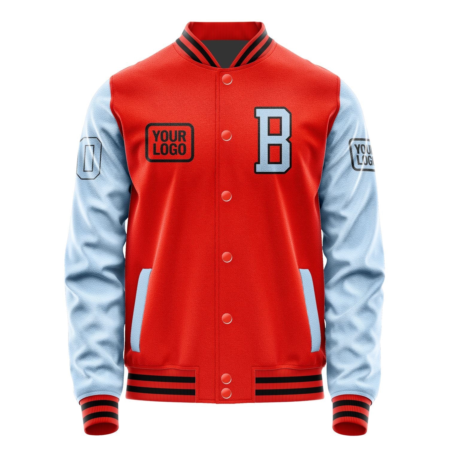 Custom Orange Red Light Blue Jacket JA121208121717080817
