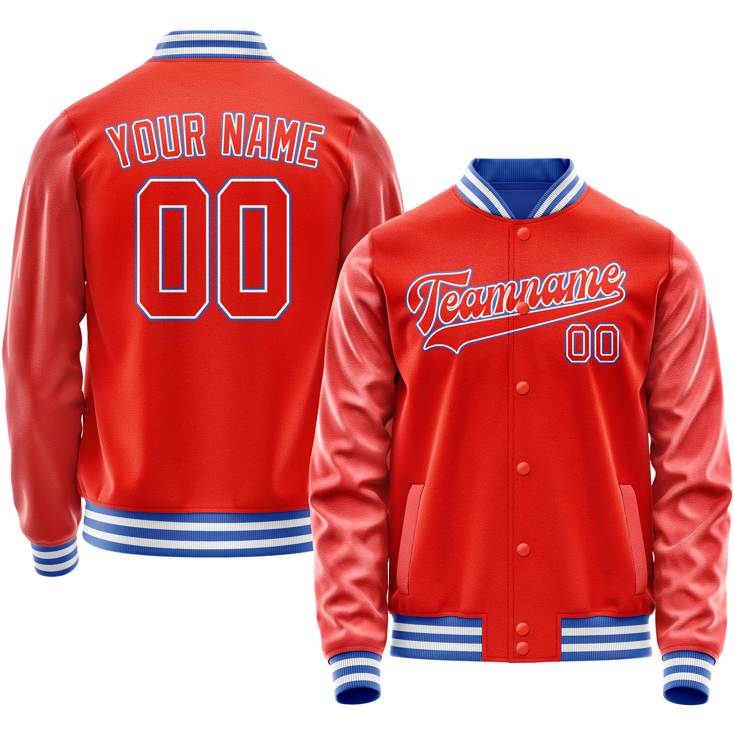 Veste universitaire personnalisée orange et blanche unie