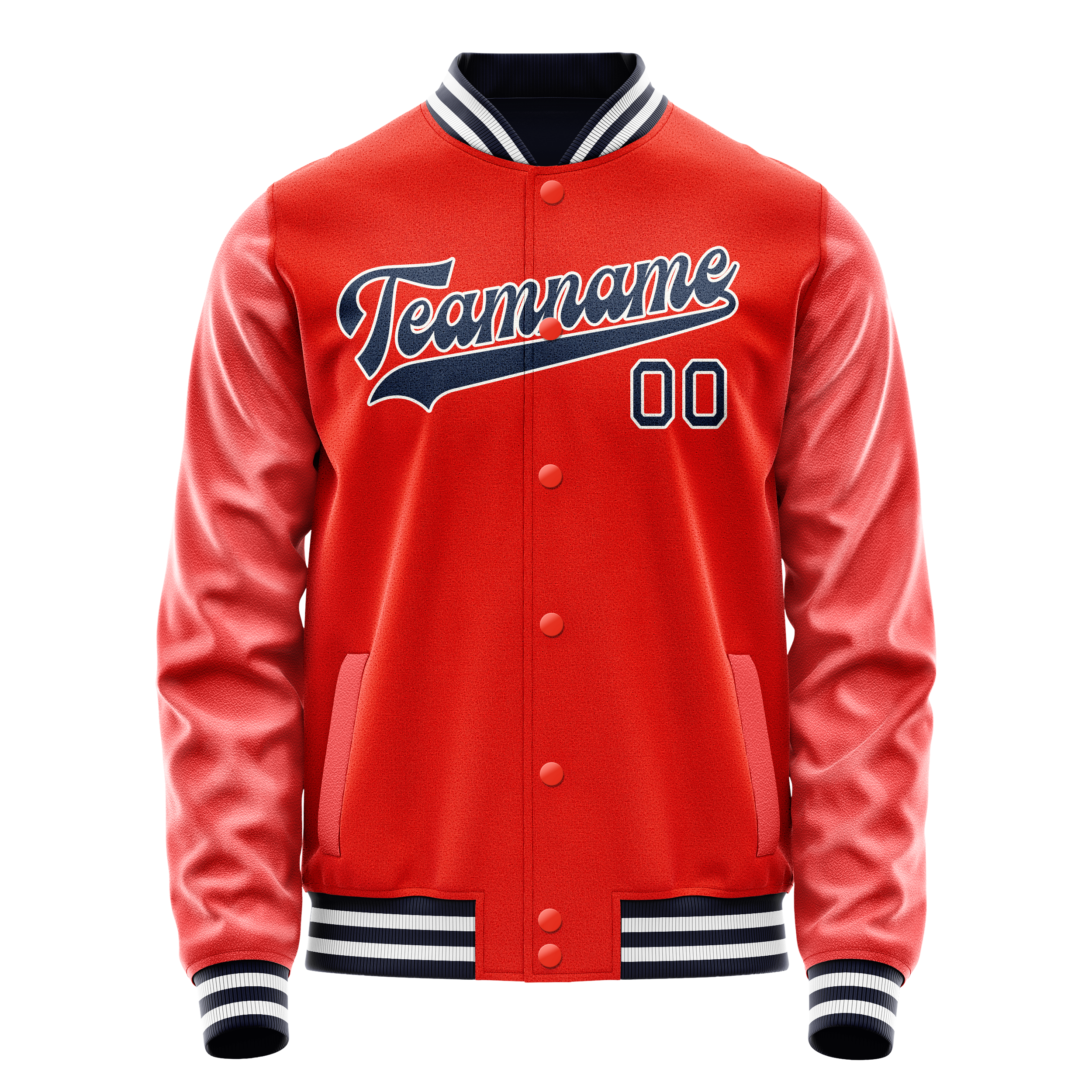 Veste universitaire personnalisée orange et marine unie