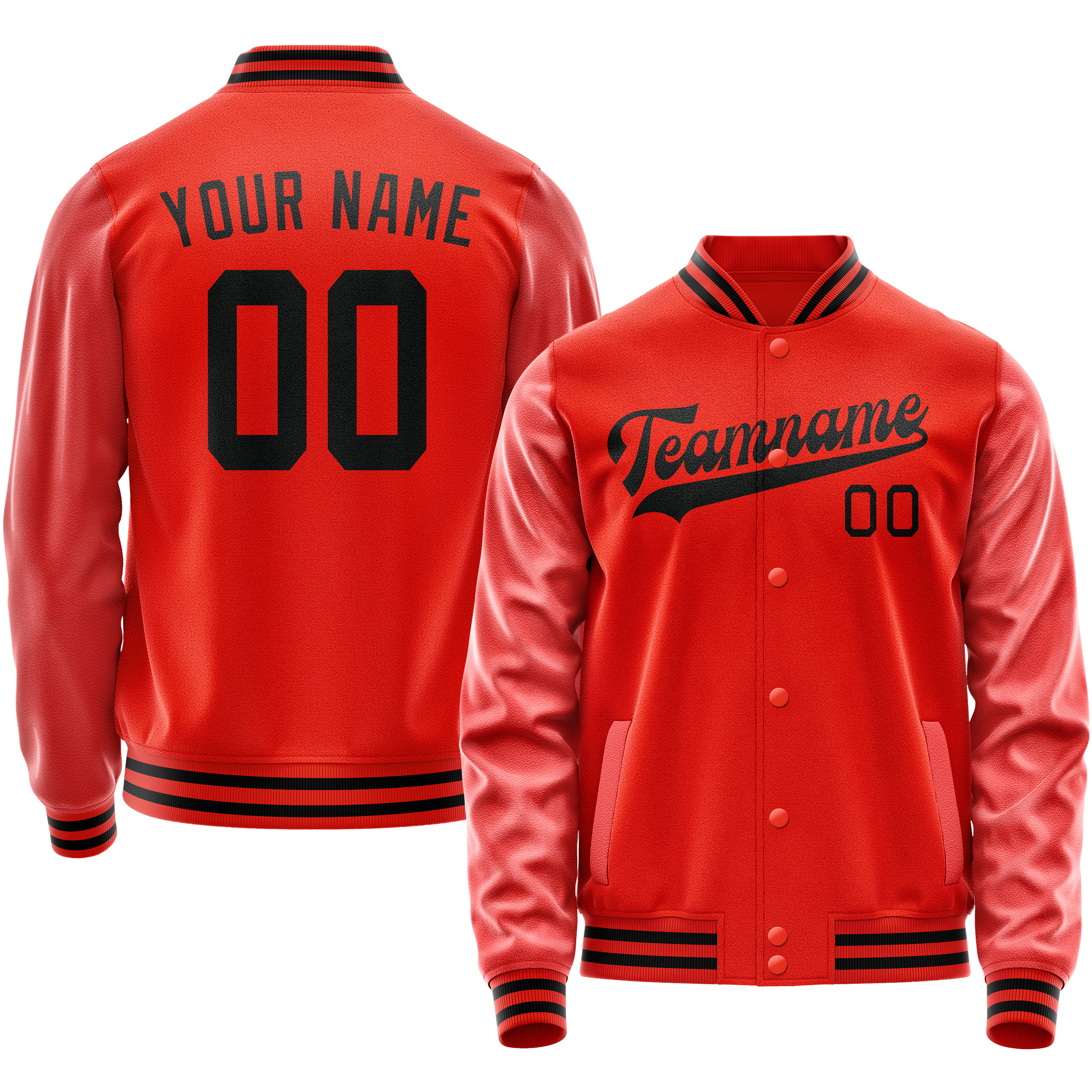 Veste universitaire personnalisée orange et noire unie