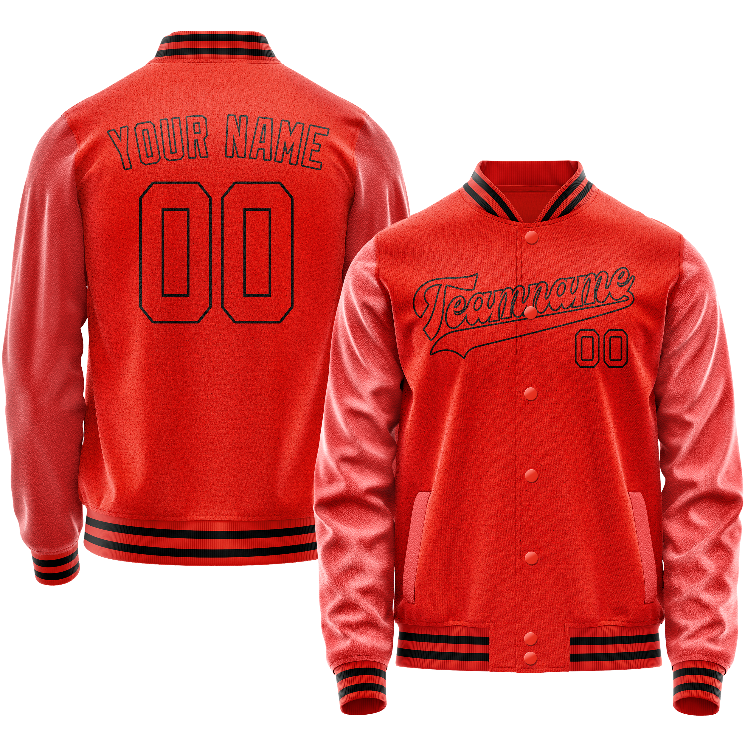 Veste universitaire personnalisée orange et noire unie