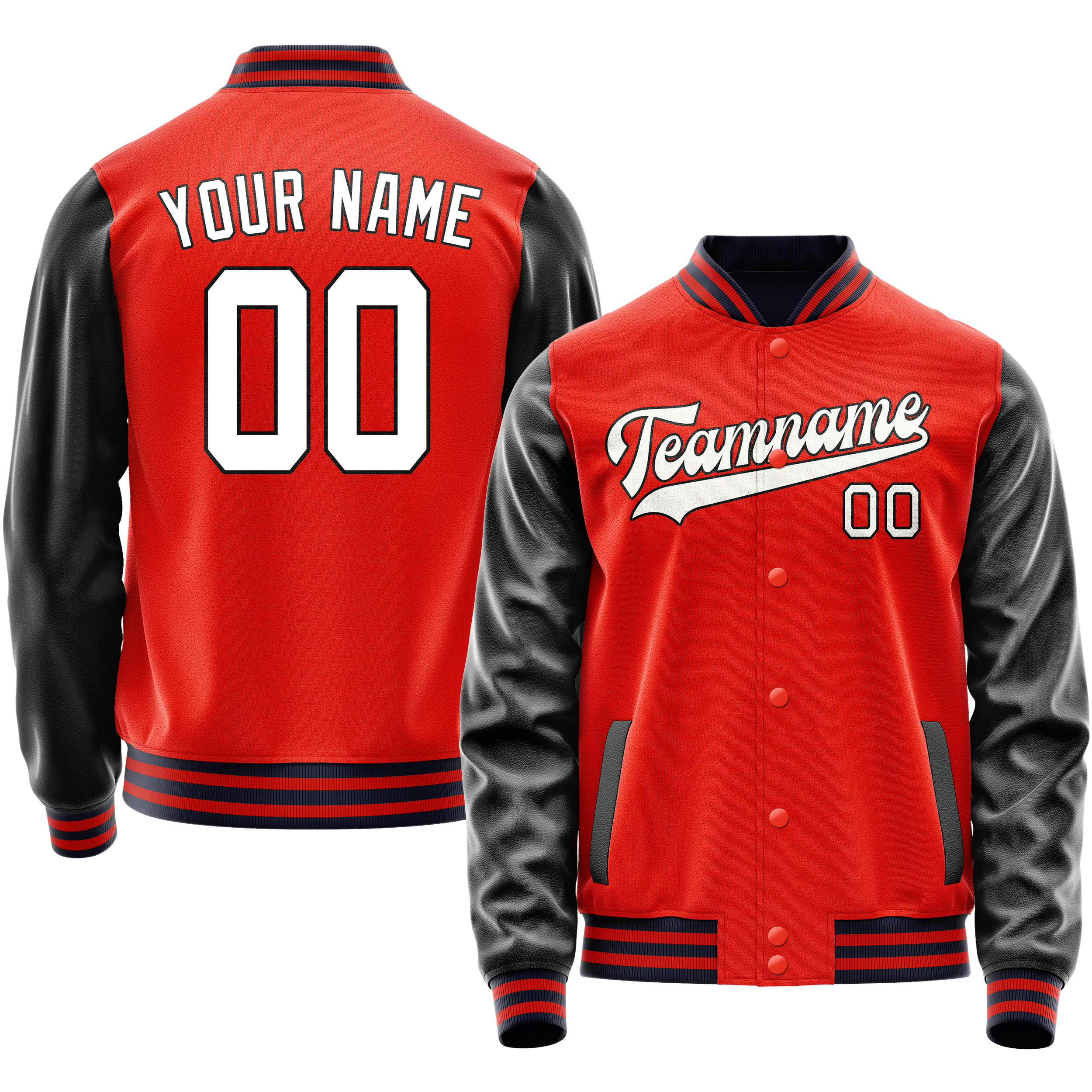 Veste universitaire personnalisée orange et noire unie