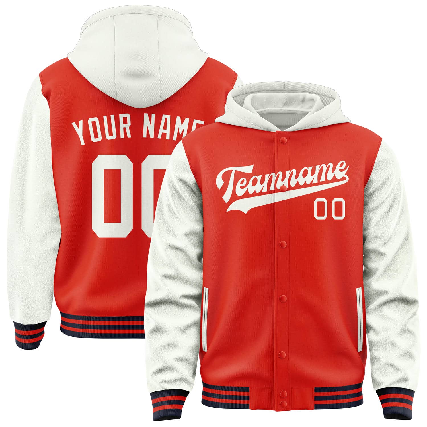 Veste personnalisée orange, rouge et blanche