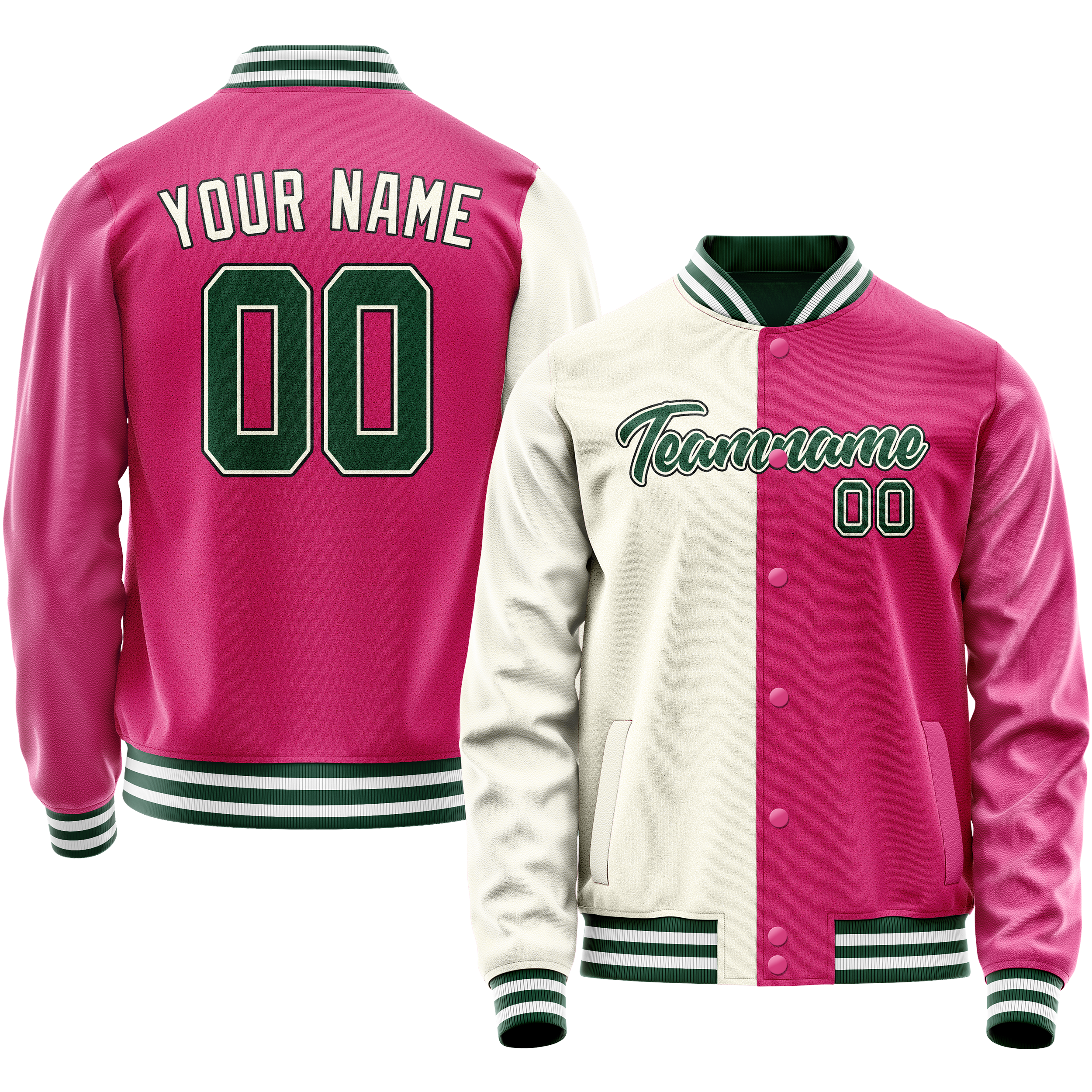 Veste universitaire personnalisée rose crème fendue