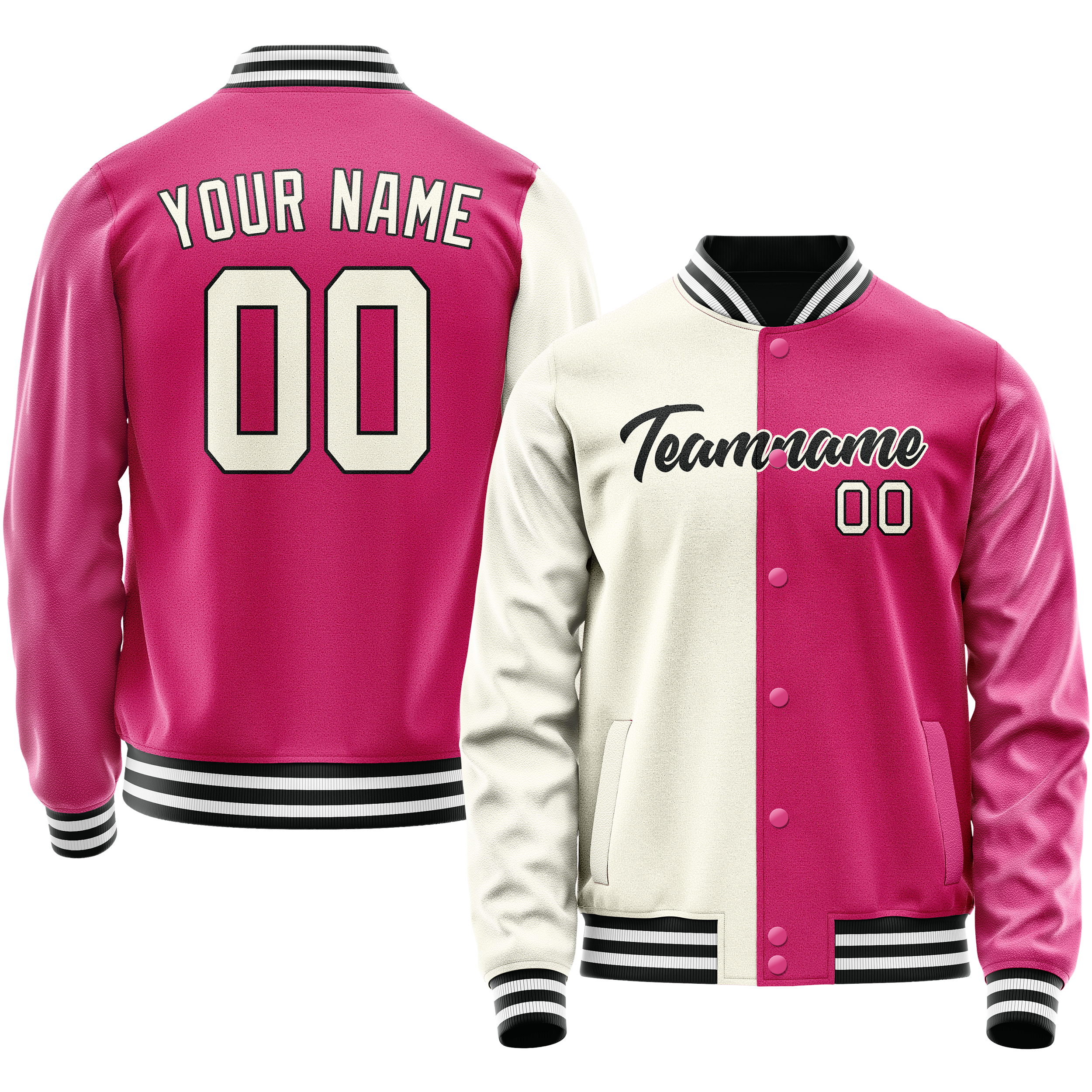 Veste universitaire personnalisée rose crème fendue