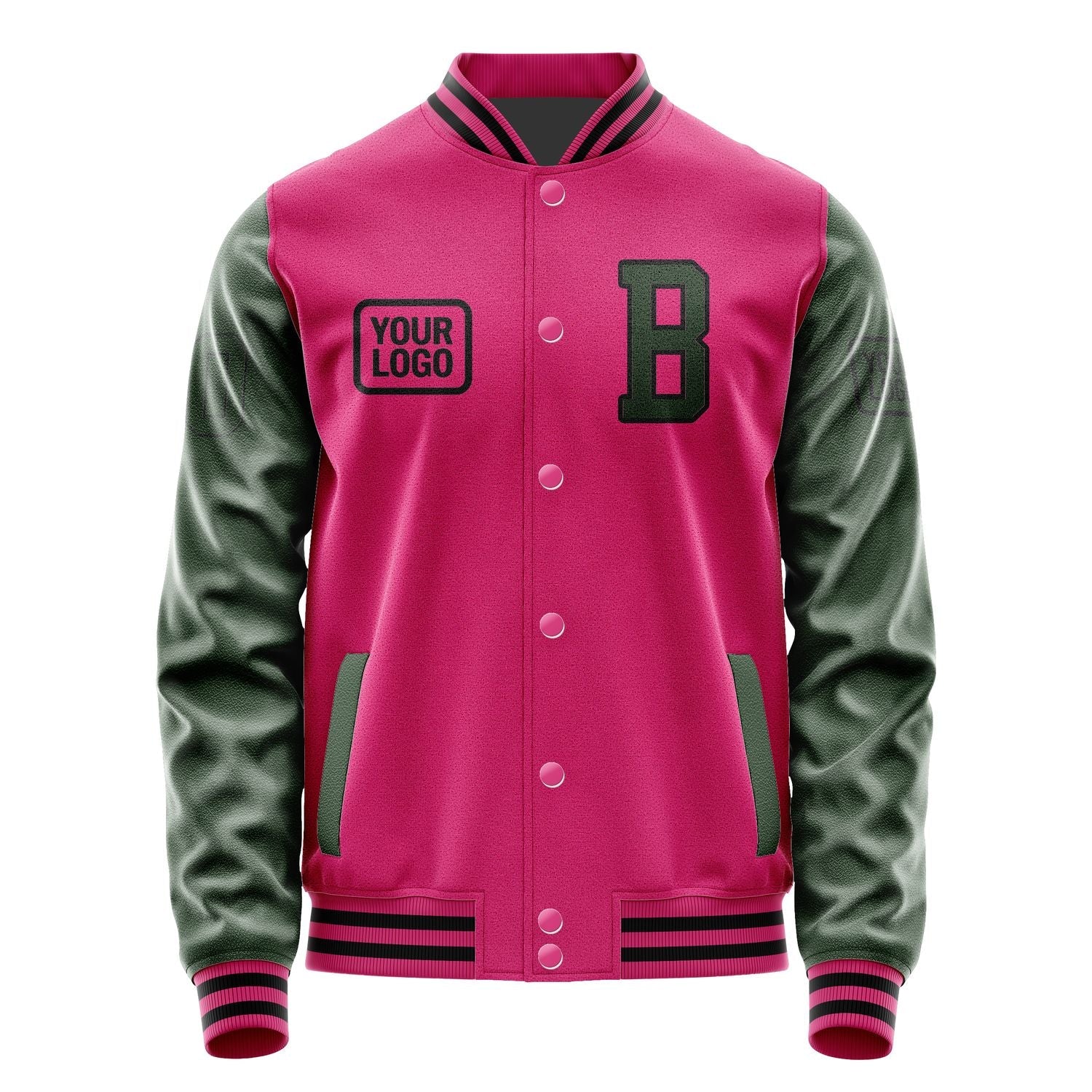 Custom Pink Dark Green Jacket JA131306131717060617