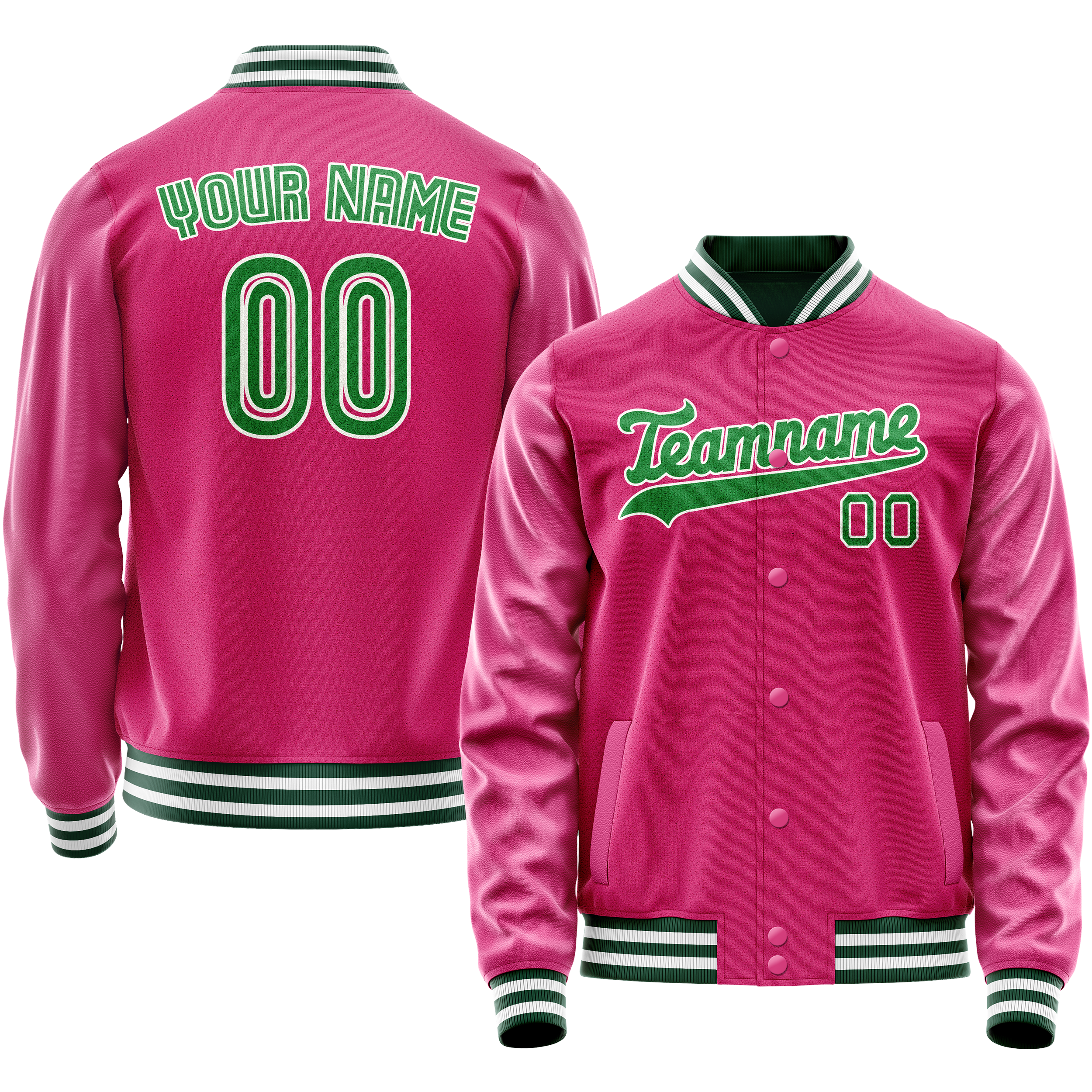 Veste universitaire personnalisée rose fluo-vert unie