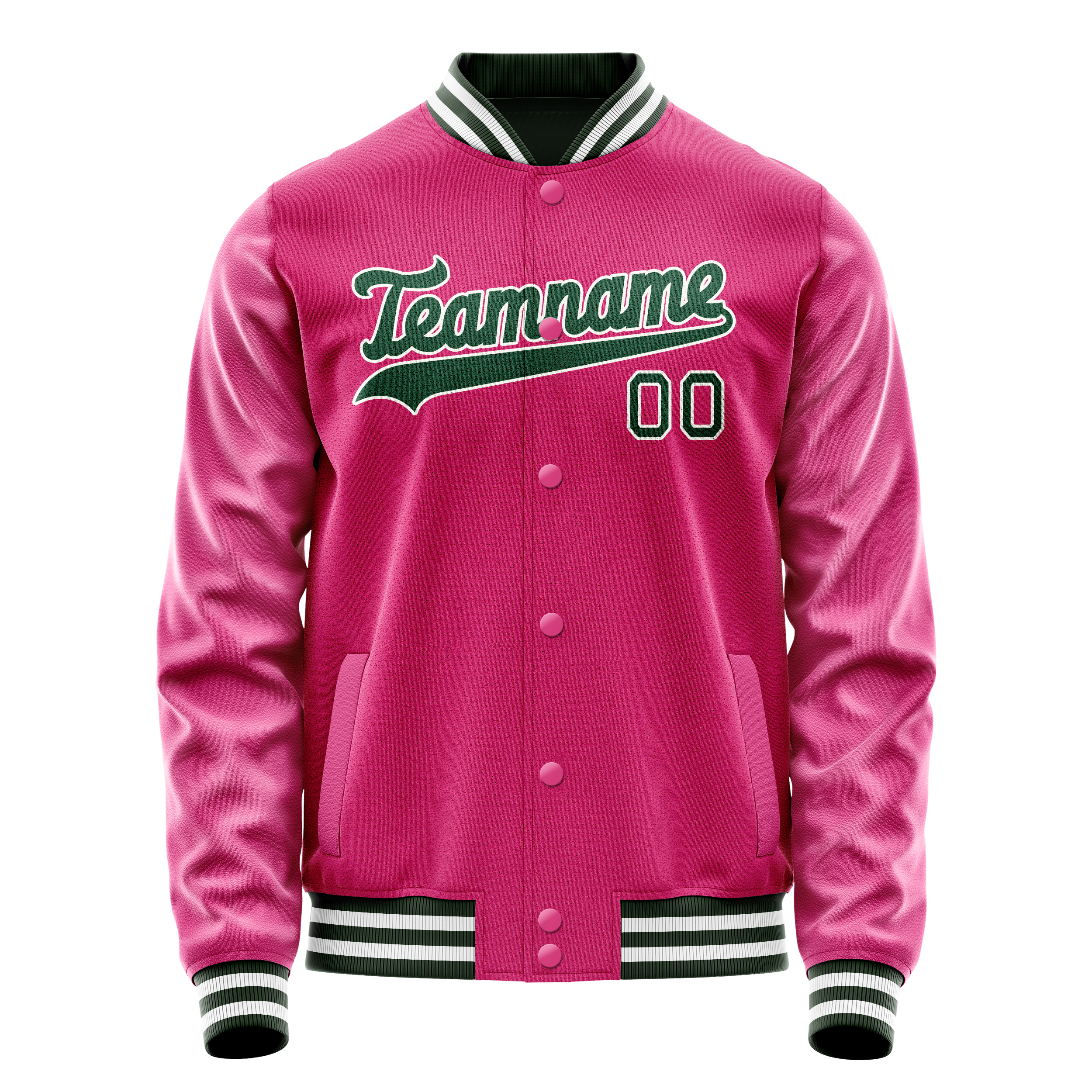 Veste universitaire personnalisée rose et verte unie