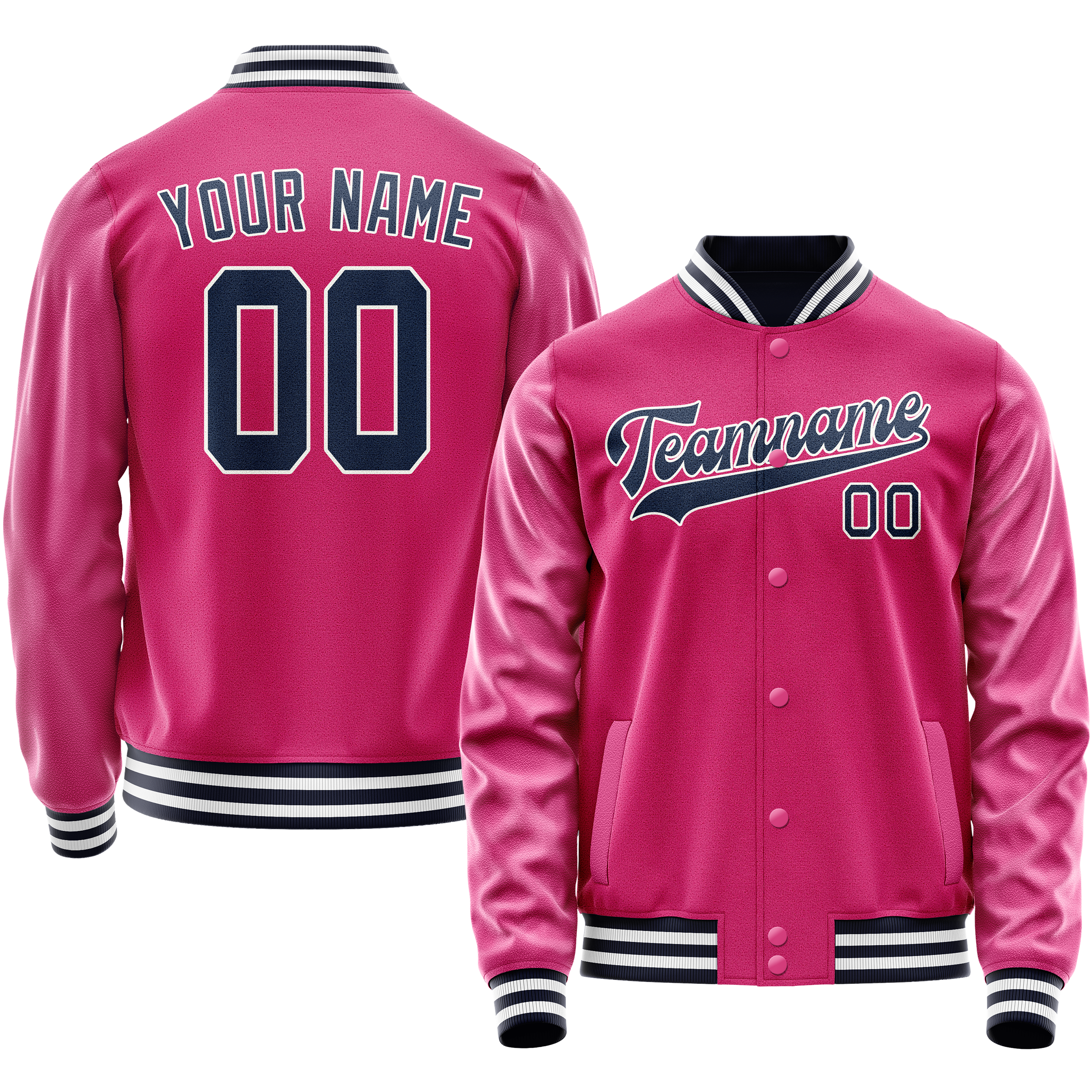 Veste universitaire personnalisée rose marine unie