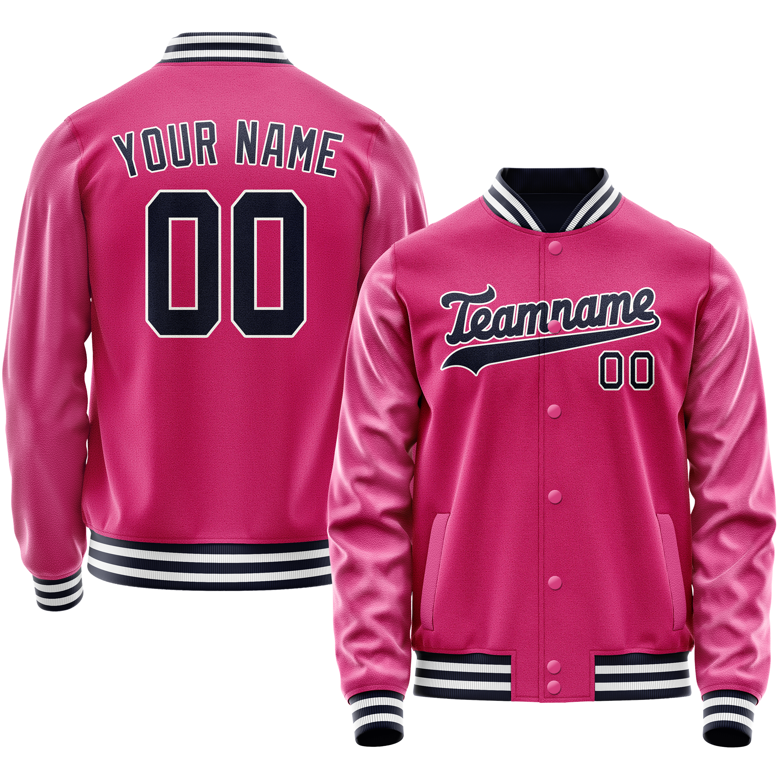 Veste universitaire personnalisée rose et noire unie