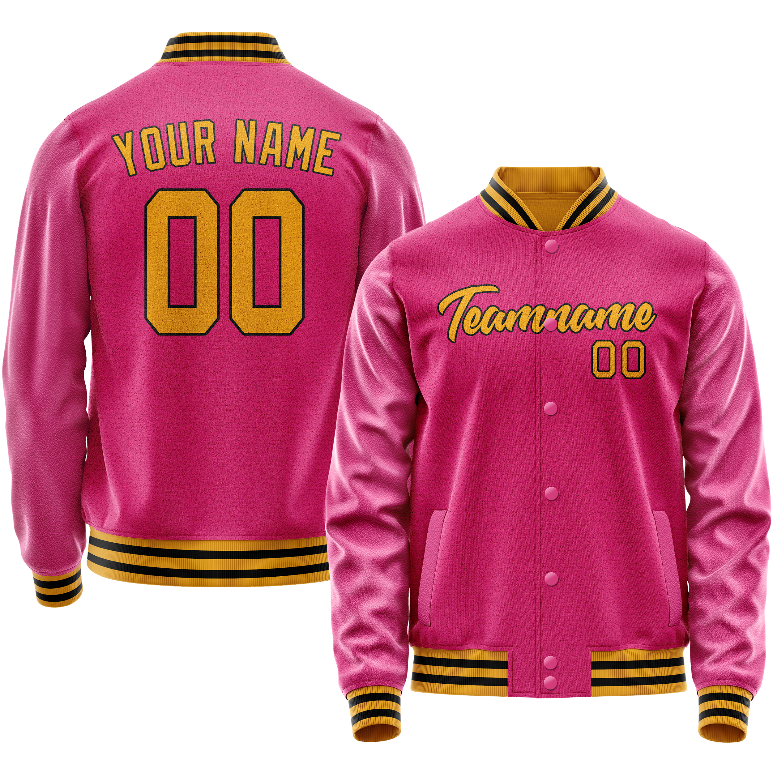 Veste universitaire personnalisée rose et or uni