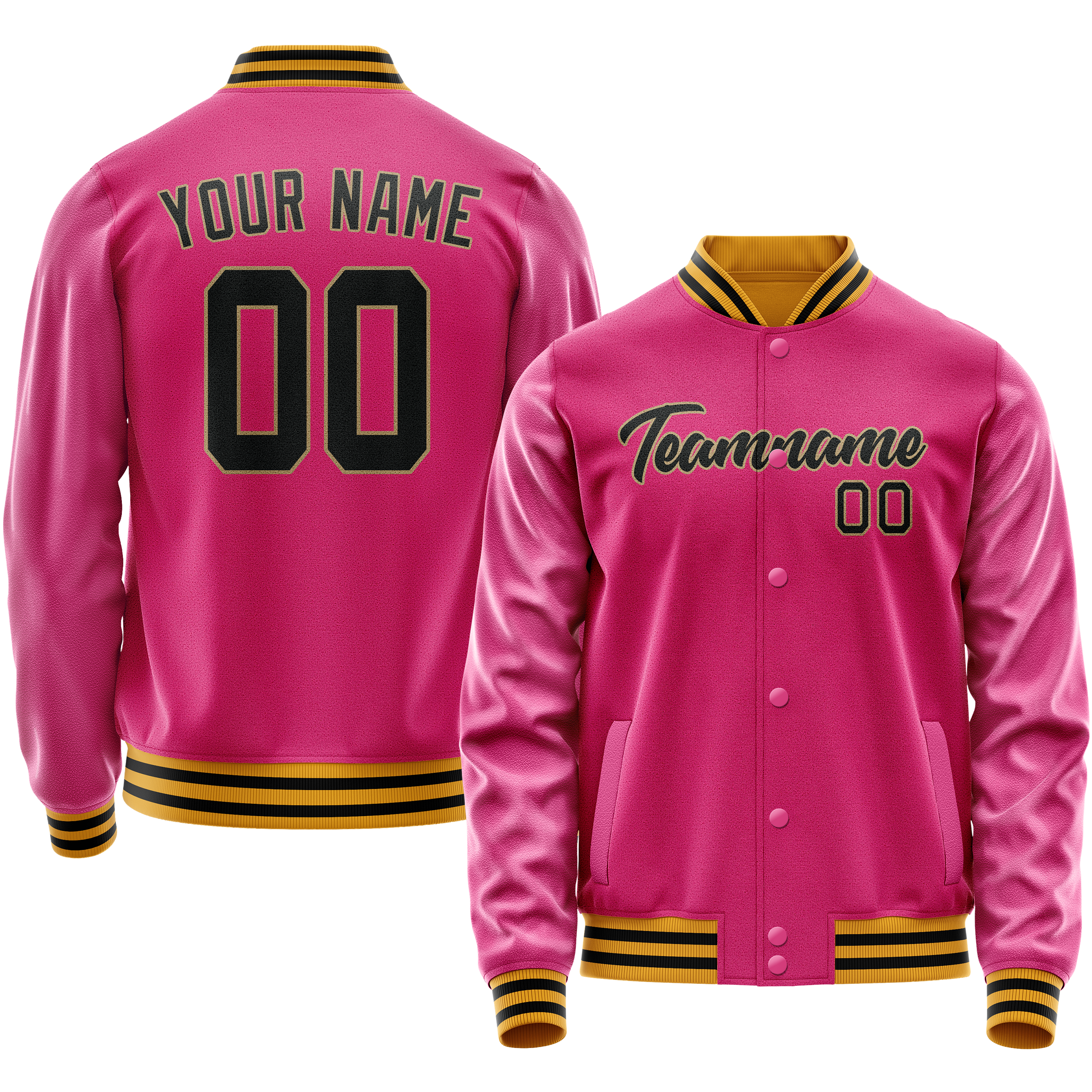 Veste universitaire personnalisée rose et noire unie