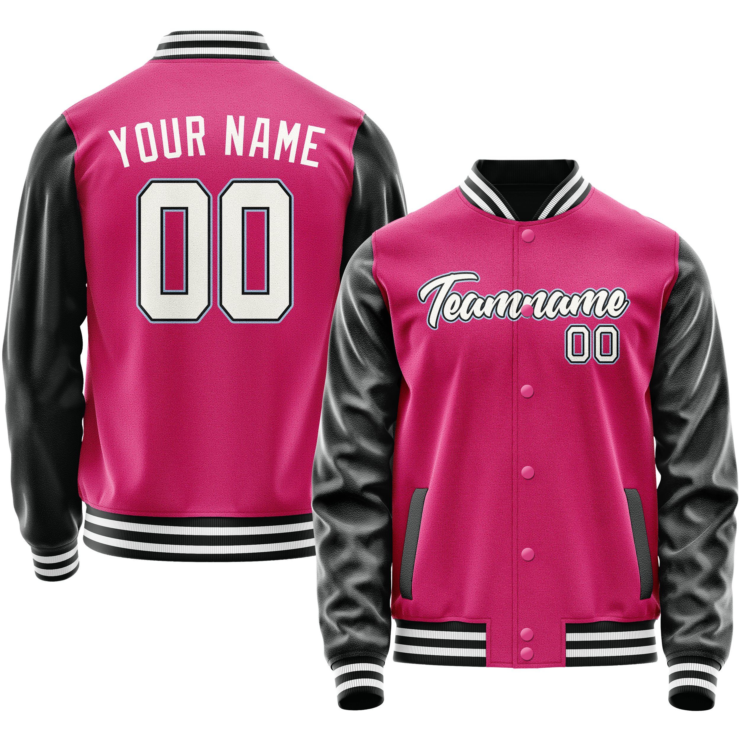 Veste universitaire personnalisée rose et noire unie