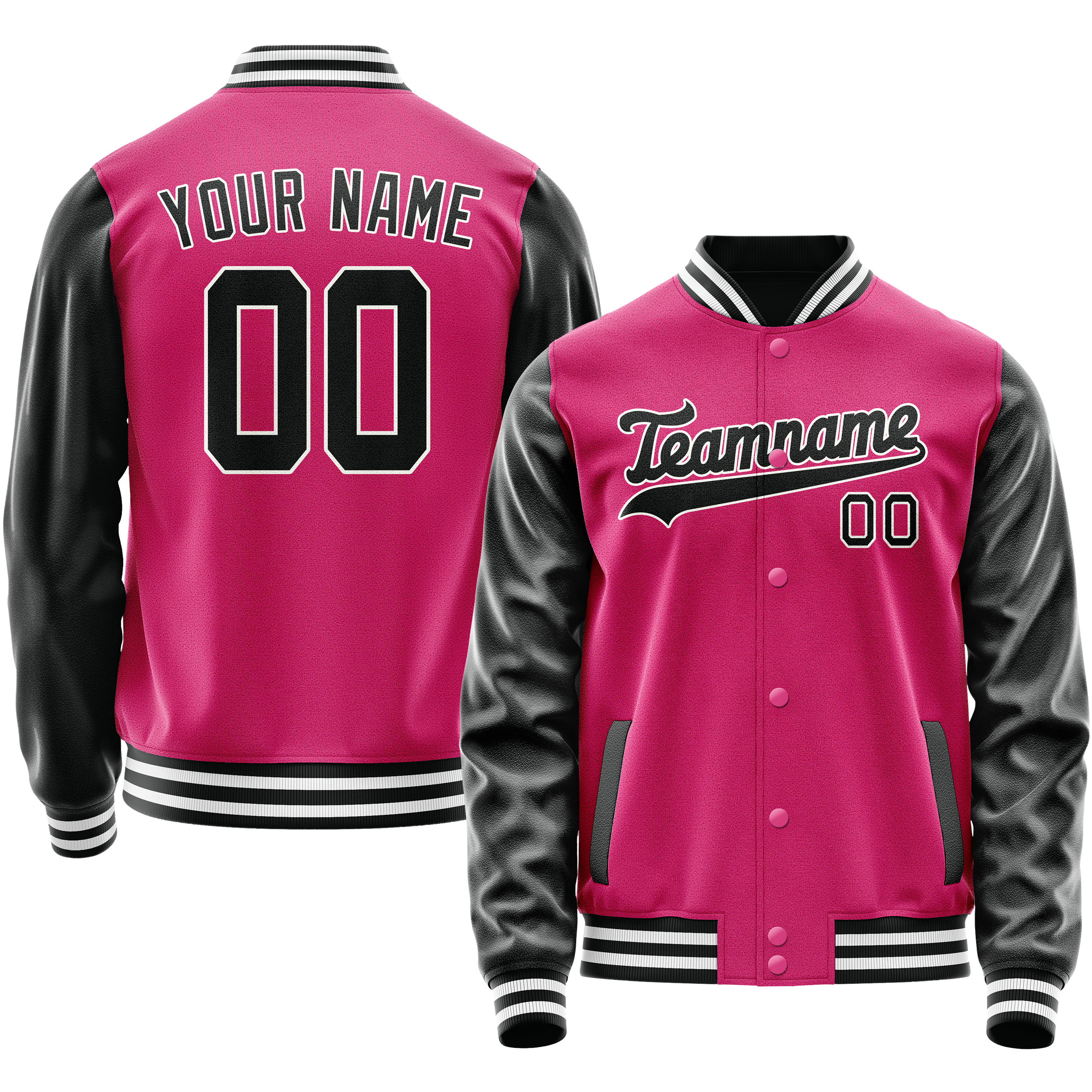 Veste universitaire personnalisée rose et noire unie