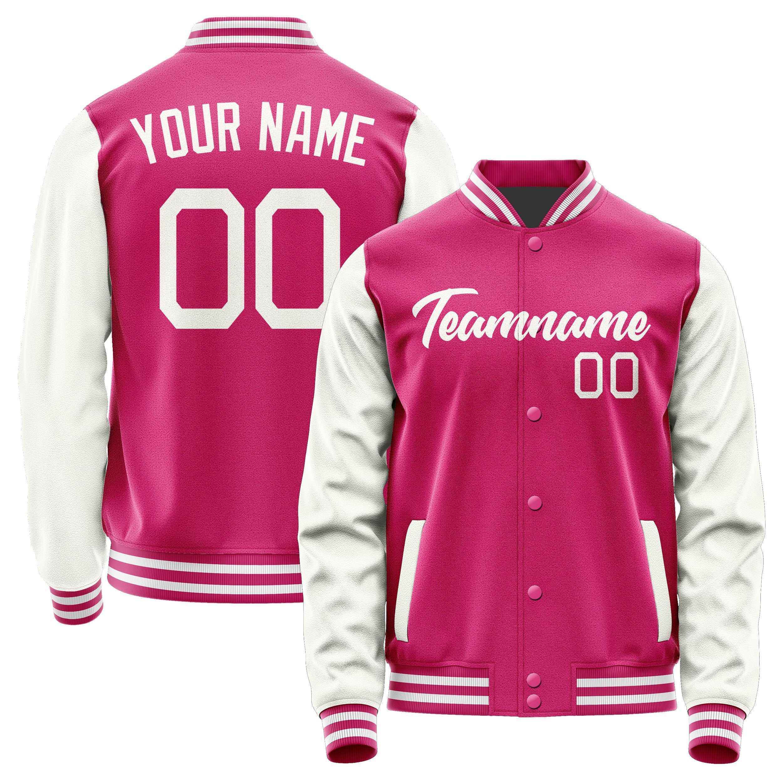 Custom Pink White Jacket JA1313181318B21818
