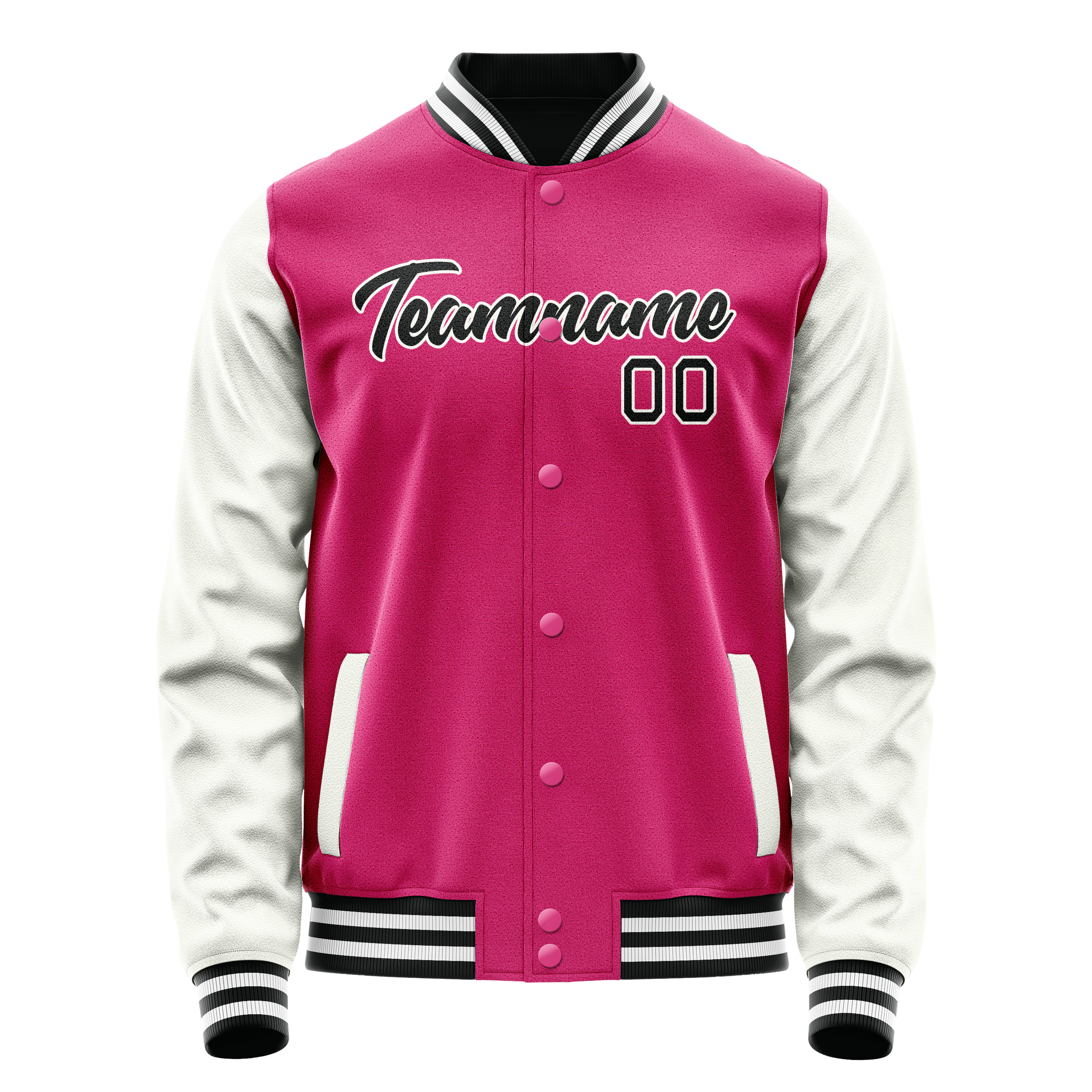 Veste universitaire personnalisée rose et blanche unie